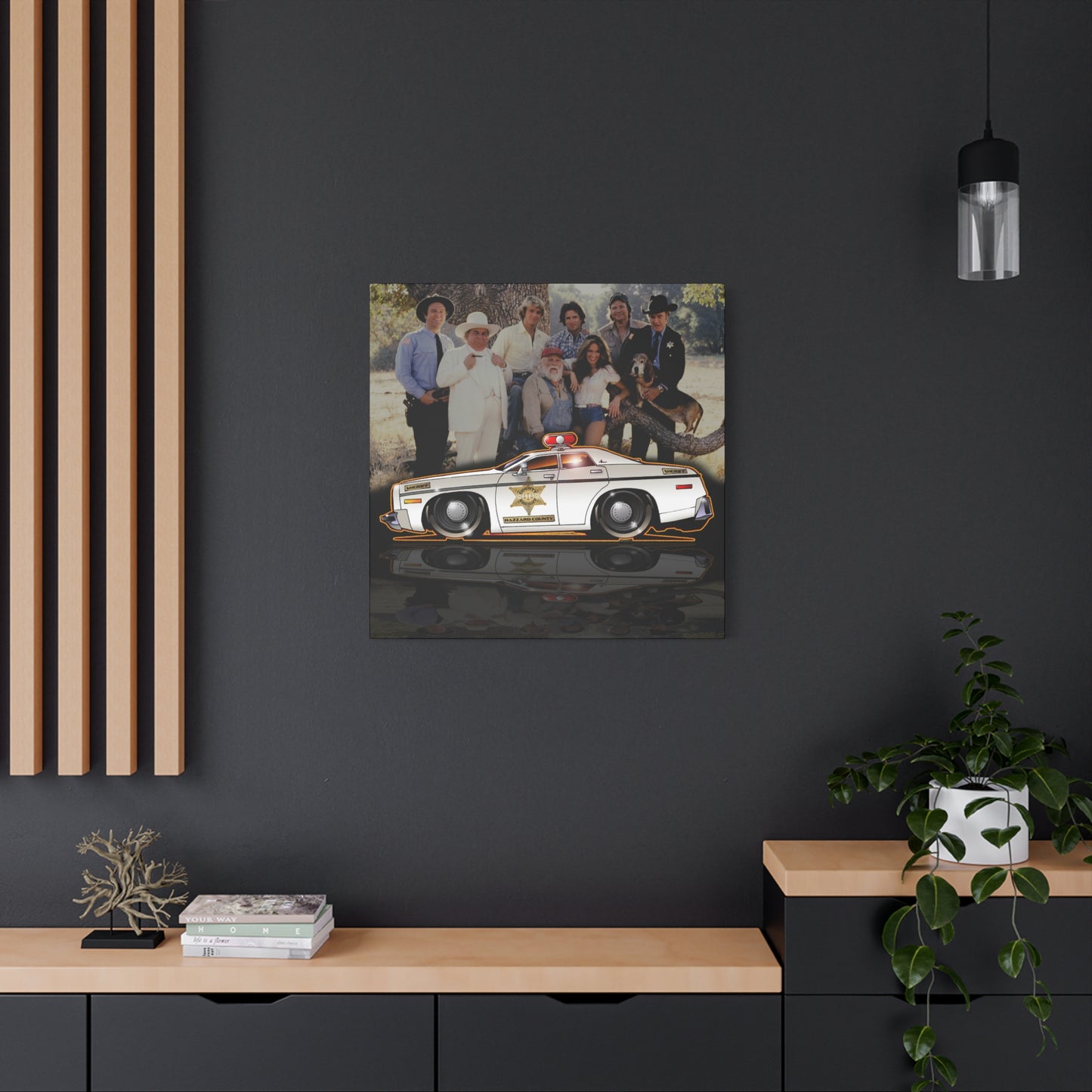 DUKES OF HAZZARD SHERIFF POLICE CAR Collectible Fireball Art Canvas Print