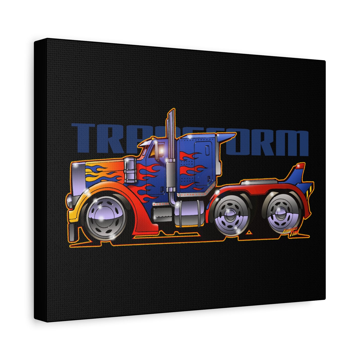 TRANSFORMERS OPTIMUS PRIME Semi Truck Fireball Art Canvas Art Wall Print - 11x14