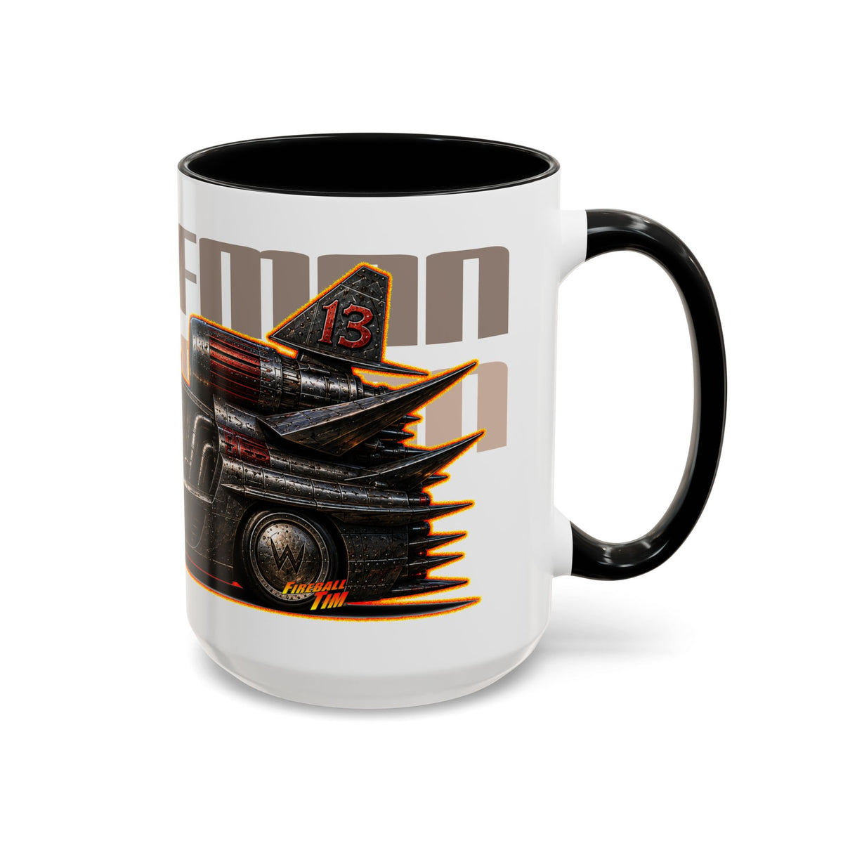 MONSTER MACHINES Wufman Halloween Collectible Fireball Art Coffee Mug - 2 Sizes