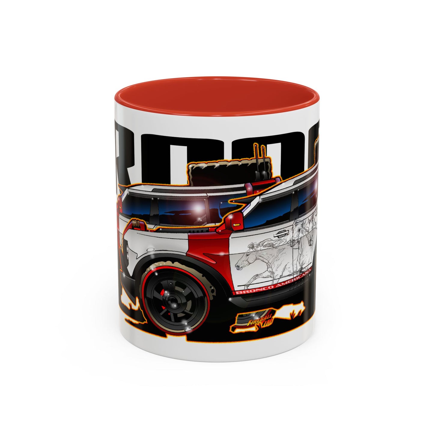 FORD BRONCO AMERICANO CUSTOM Fireball Art Collectible Coffee Mug - 2 Sizes