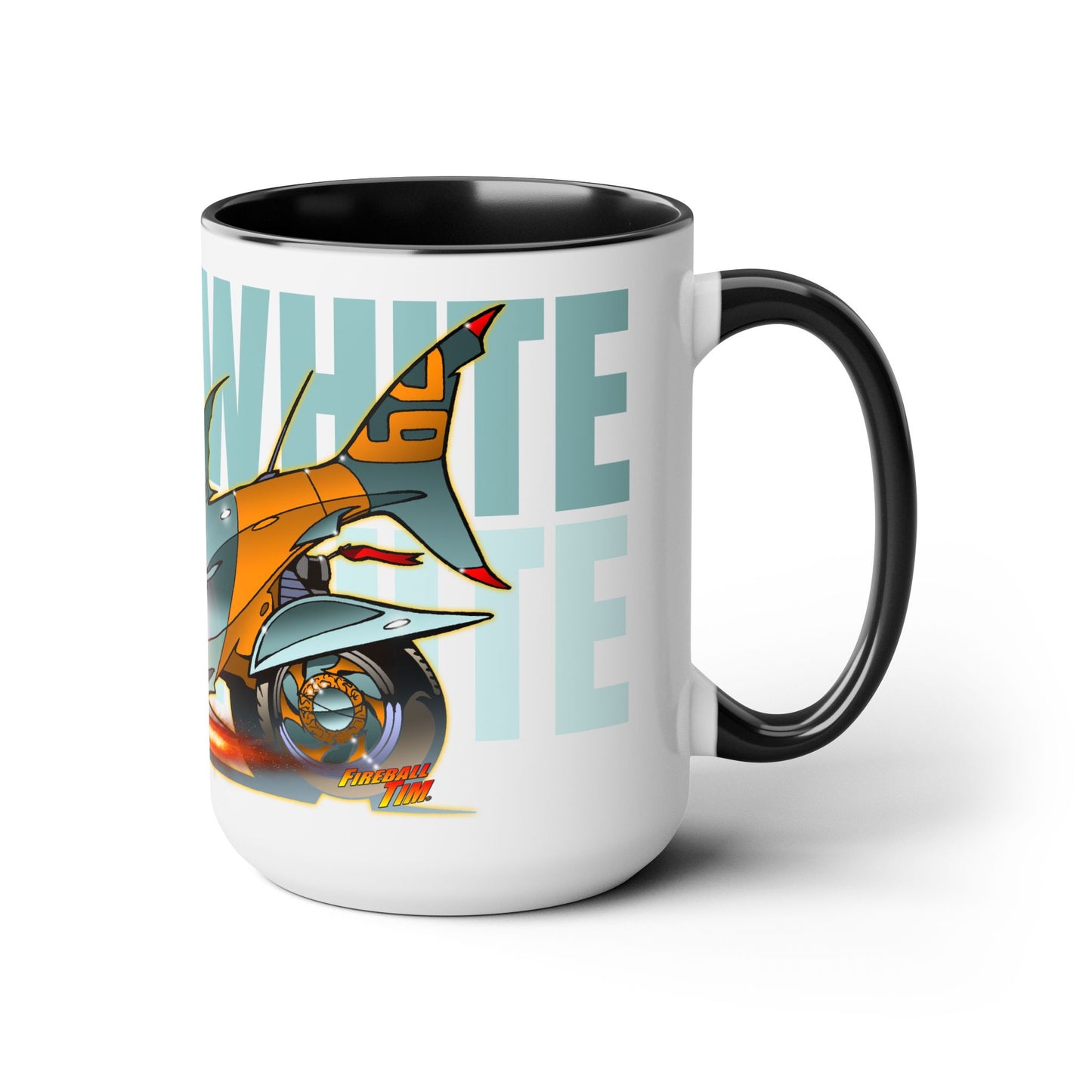 GREAT WHITE SHARK Sealife Hot Rod Fireball Art Coffee Mug - 15oz