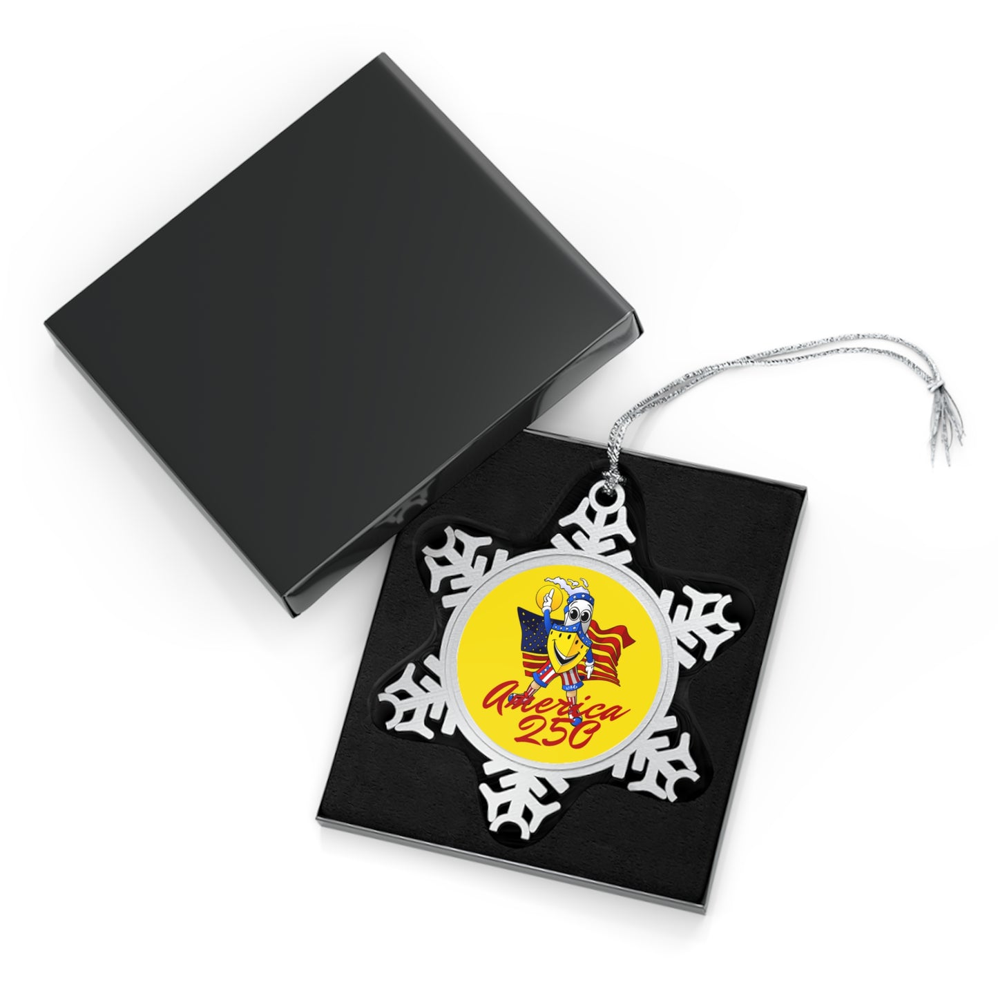 BUDDY CRUISE America 250 Pewter Snowflake Ornament — America 250 Commemorative Holiday Ornament YELLOW