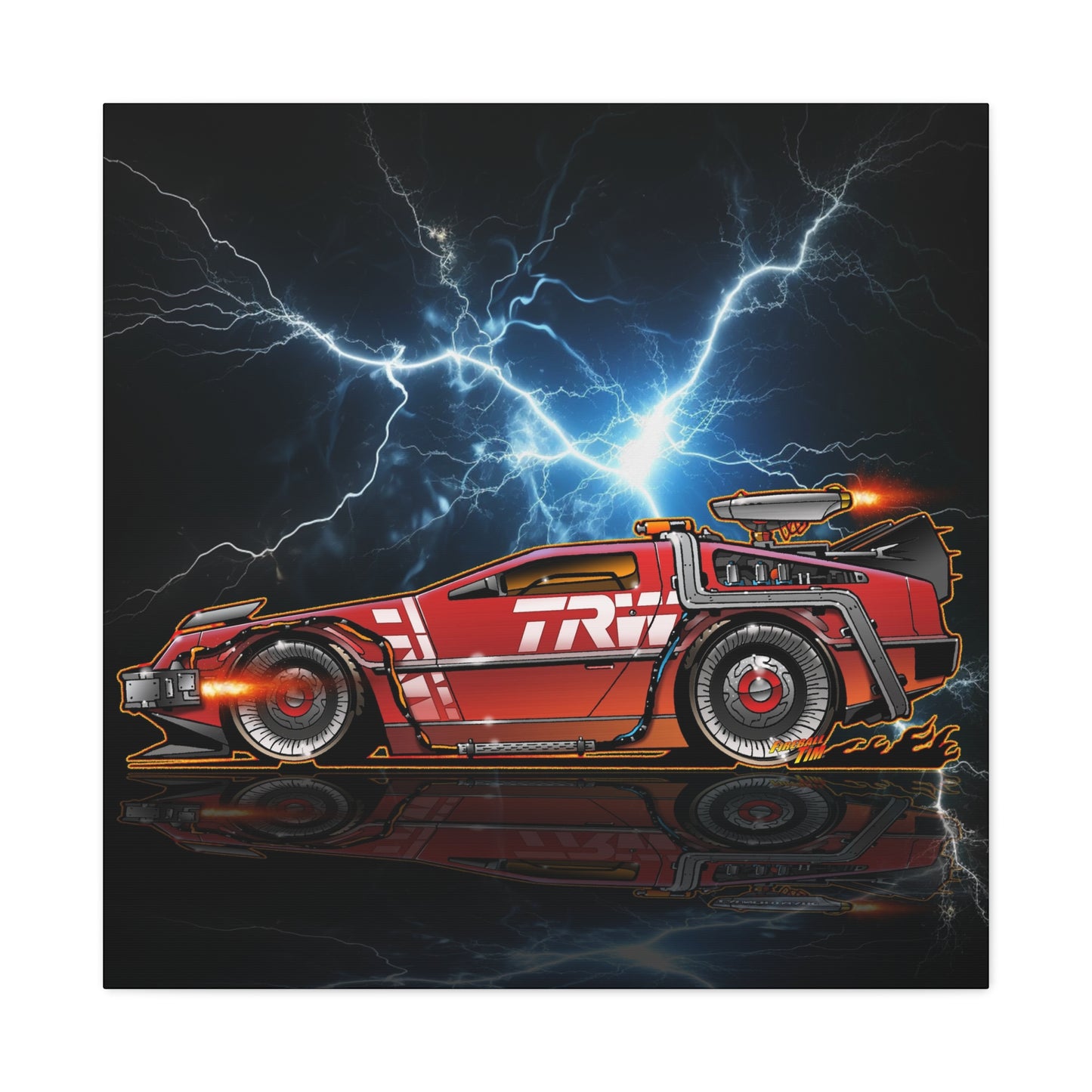 BACK TO THE FUTURE DELOREAN Red Steel Time Machine Canvas Art Wall Print 3 Sizes