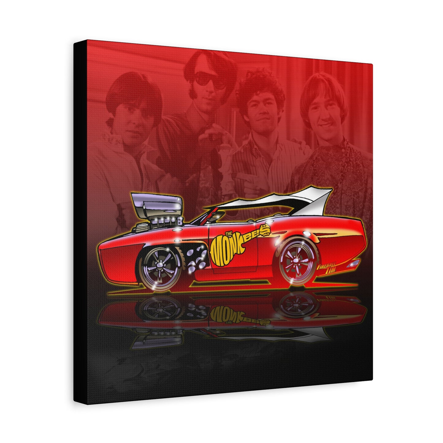 THE MONKEES Monkeemobile Fireball Canvas Art Wall Print