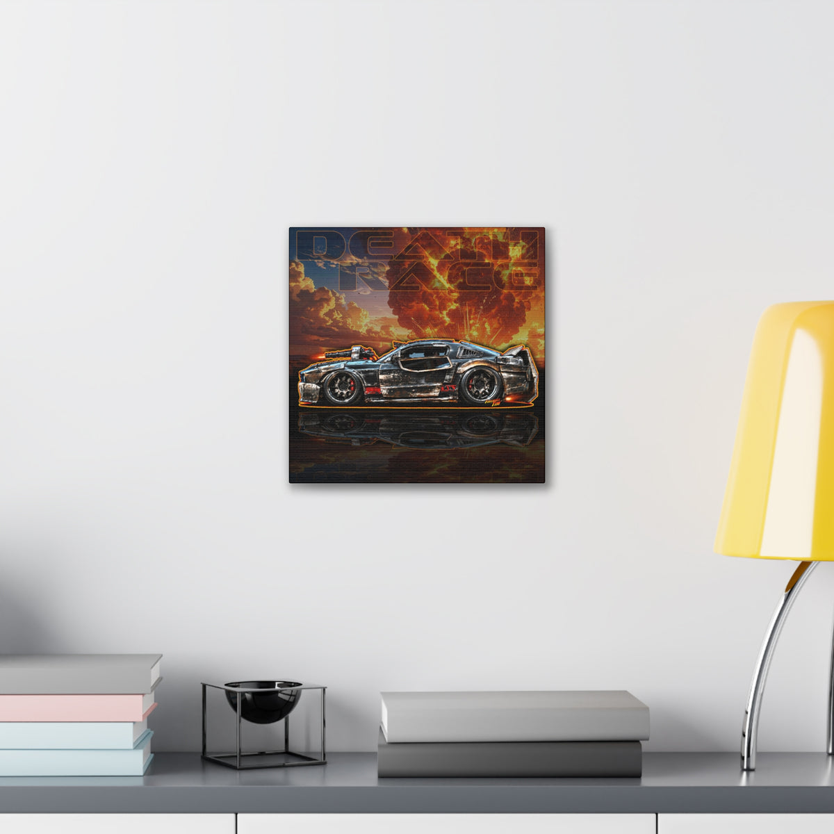 DEATH RACE MUSTANG Collectible Fireball Art Canvas Stretched Print