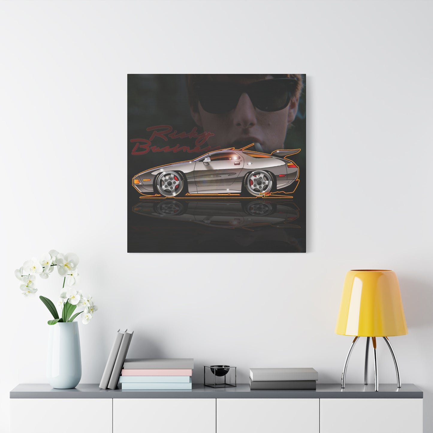 RISKY BUSINESS Porsche 928 Fireball Art Canvas Print - Sizes