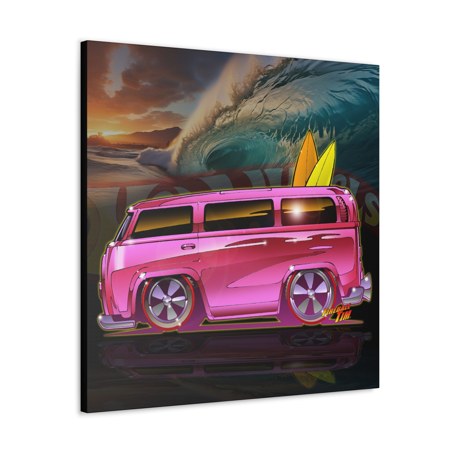 Hot Wheels PINK BEACH BOMB VW Bus Canvas MASTERPRINT 3 Sizes