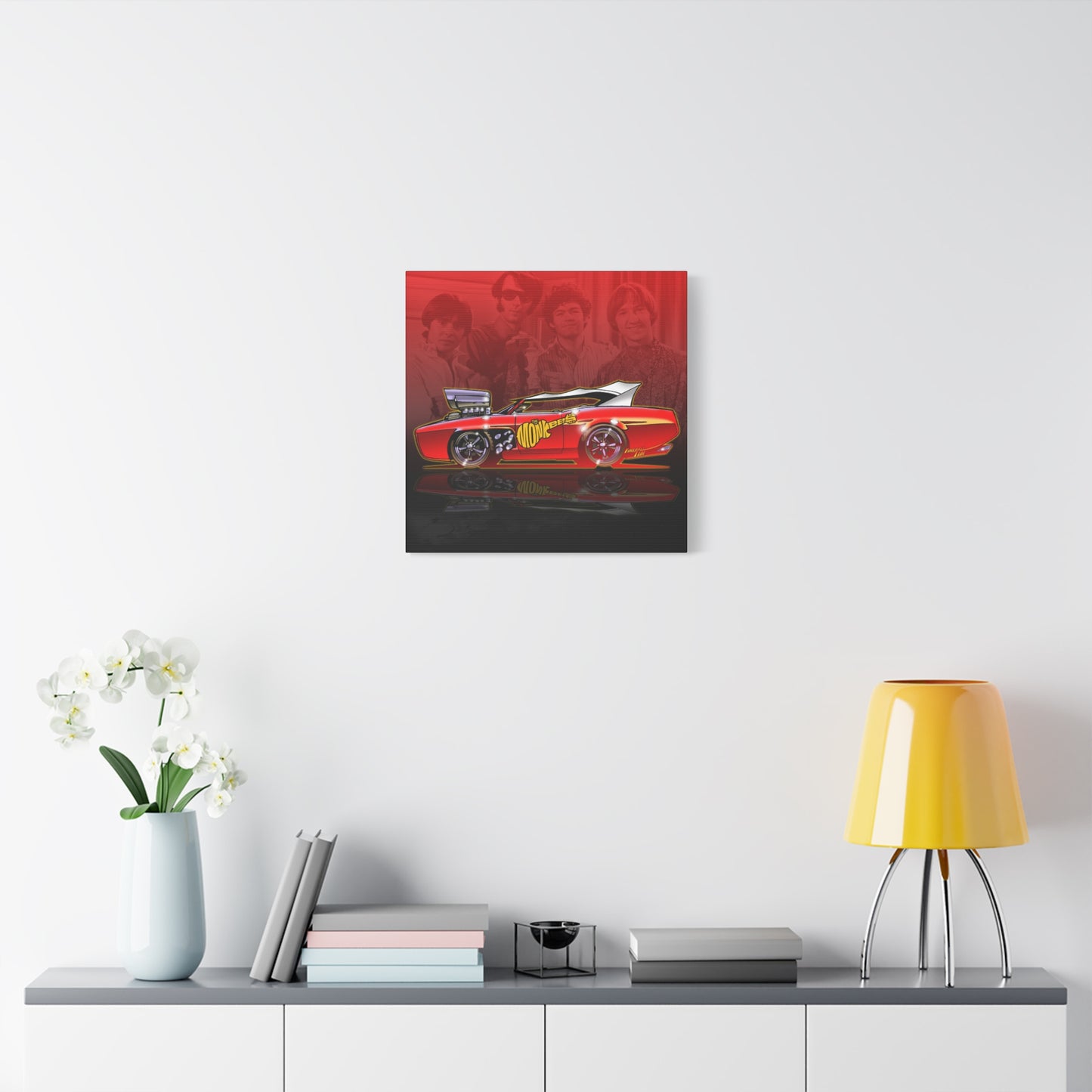 THE MONKEES Monkeemobile Fireball Canvas Art Wall Print