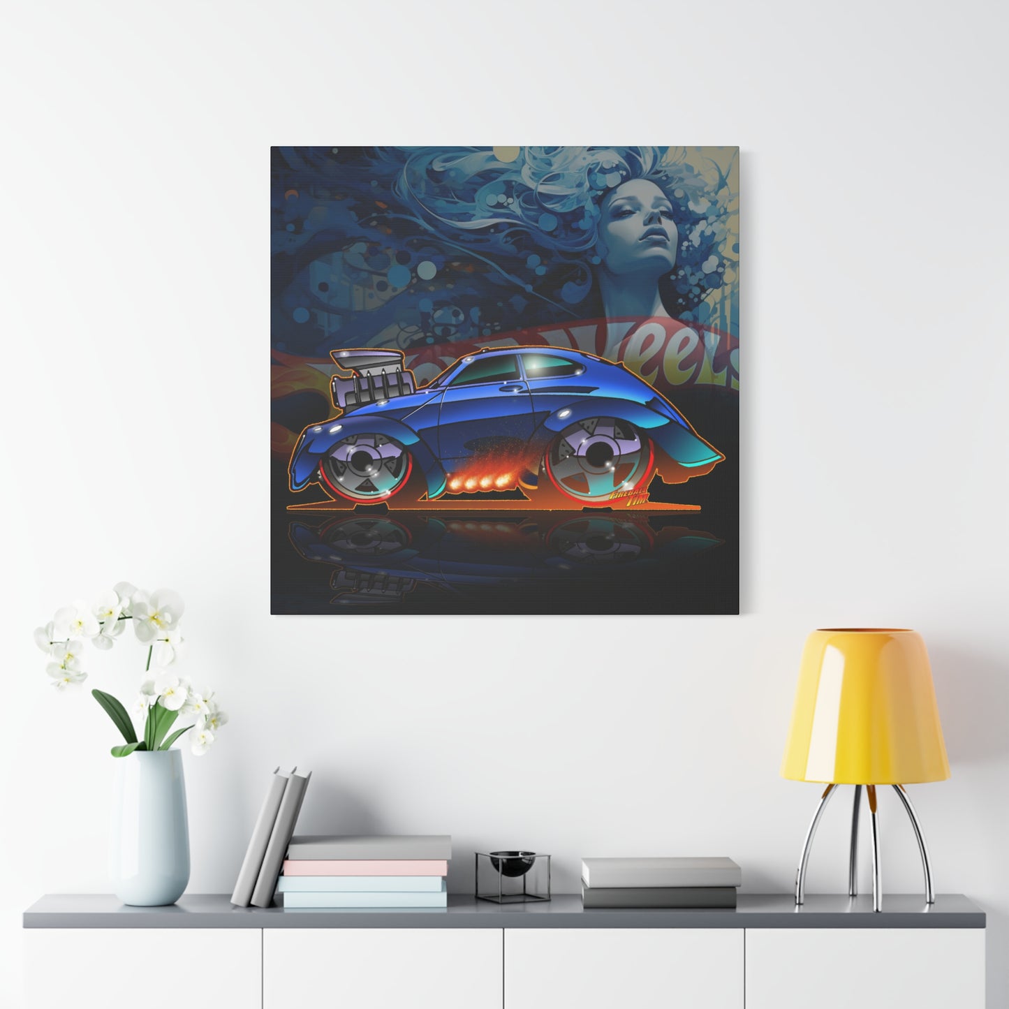 HOT WEEHLS Custom VW Bug Fireball Art Canvas Print