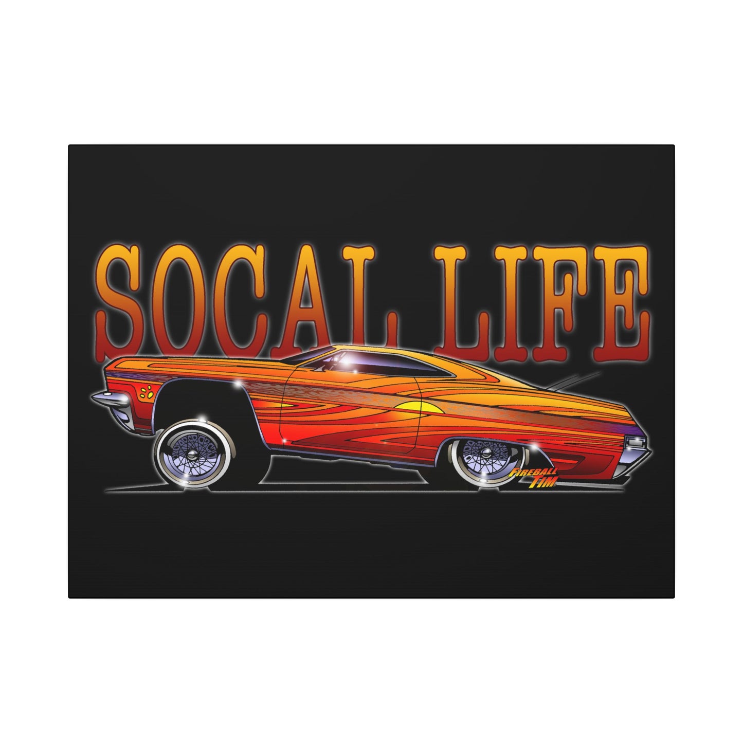 CHEVY IMPALA LOWRIDER Fireball Art Canvas Print