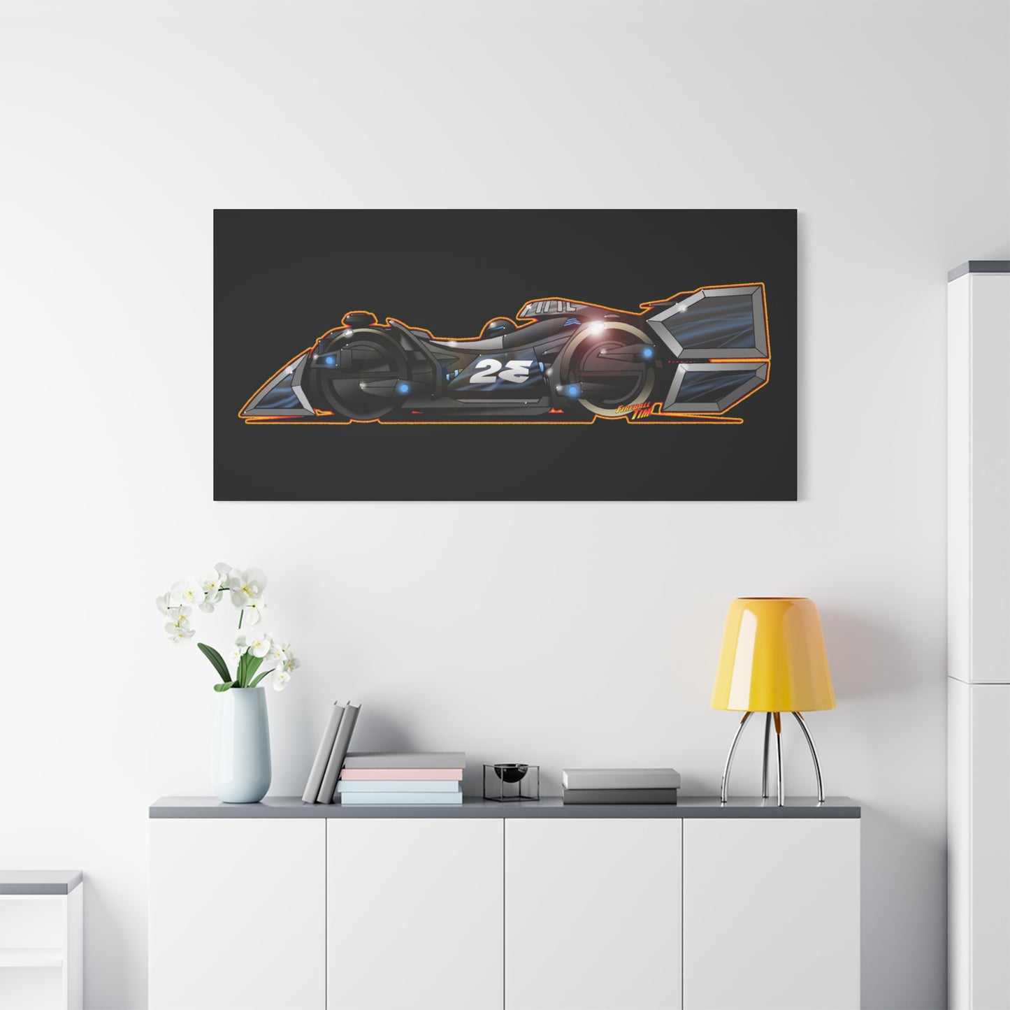SPEED RACER GRAY GHOST Race Car Fireball Art Canvas Print