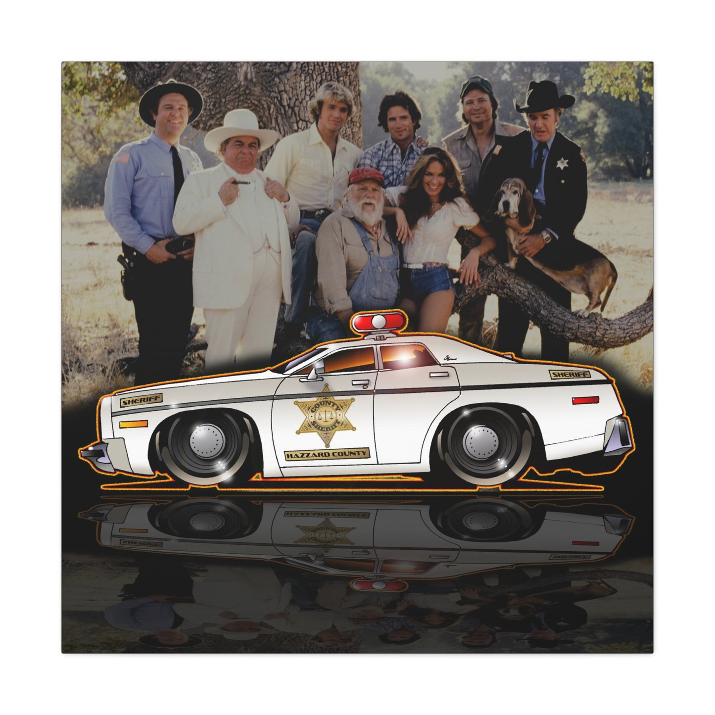 DUKES OF HAZZARD SHERIFF POLICE CAR Collectible Fireball Art Canvas Print
