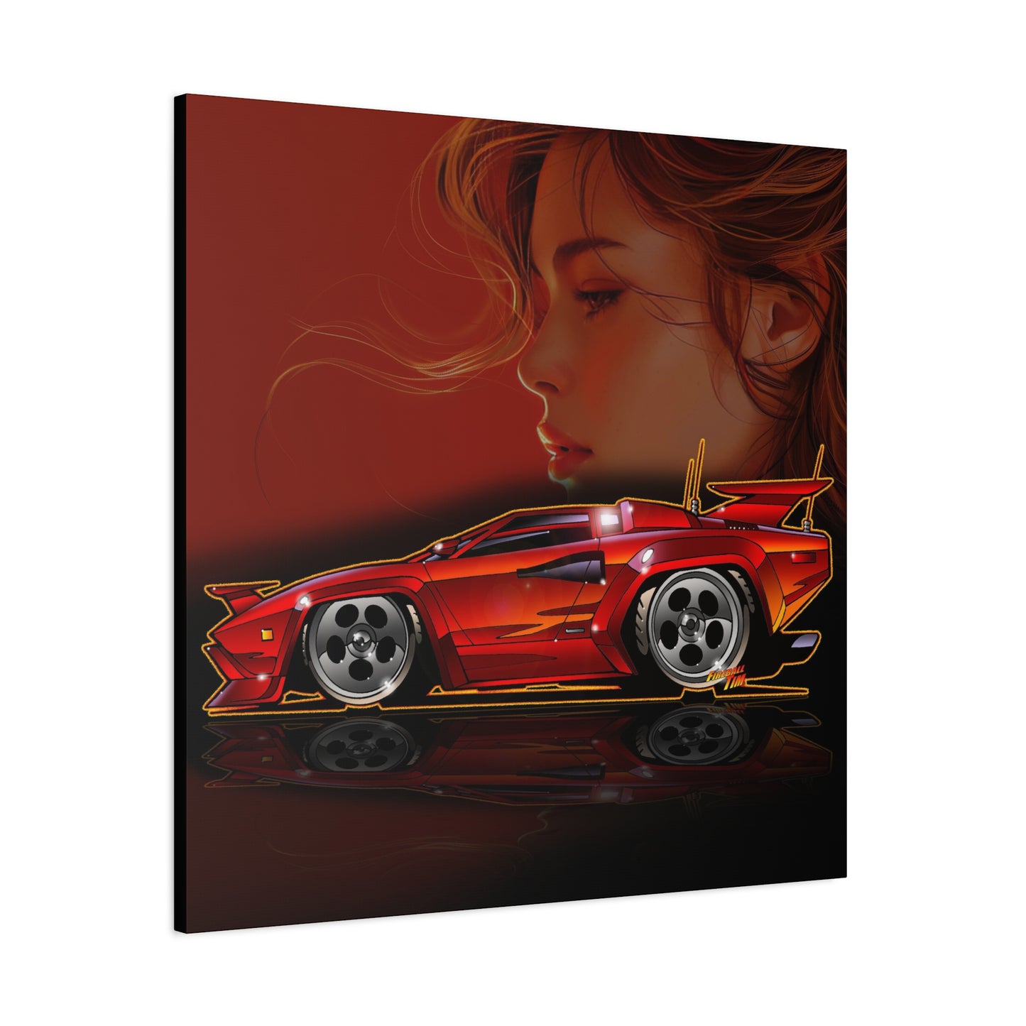 CANNONBALL RUN LAMBORGHINI COUNTACH Fireball Art Canvas Print