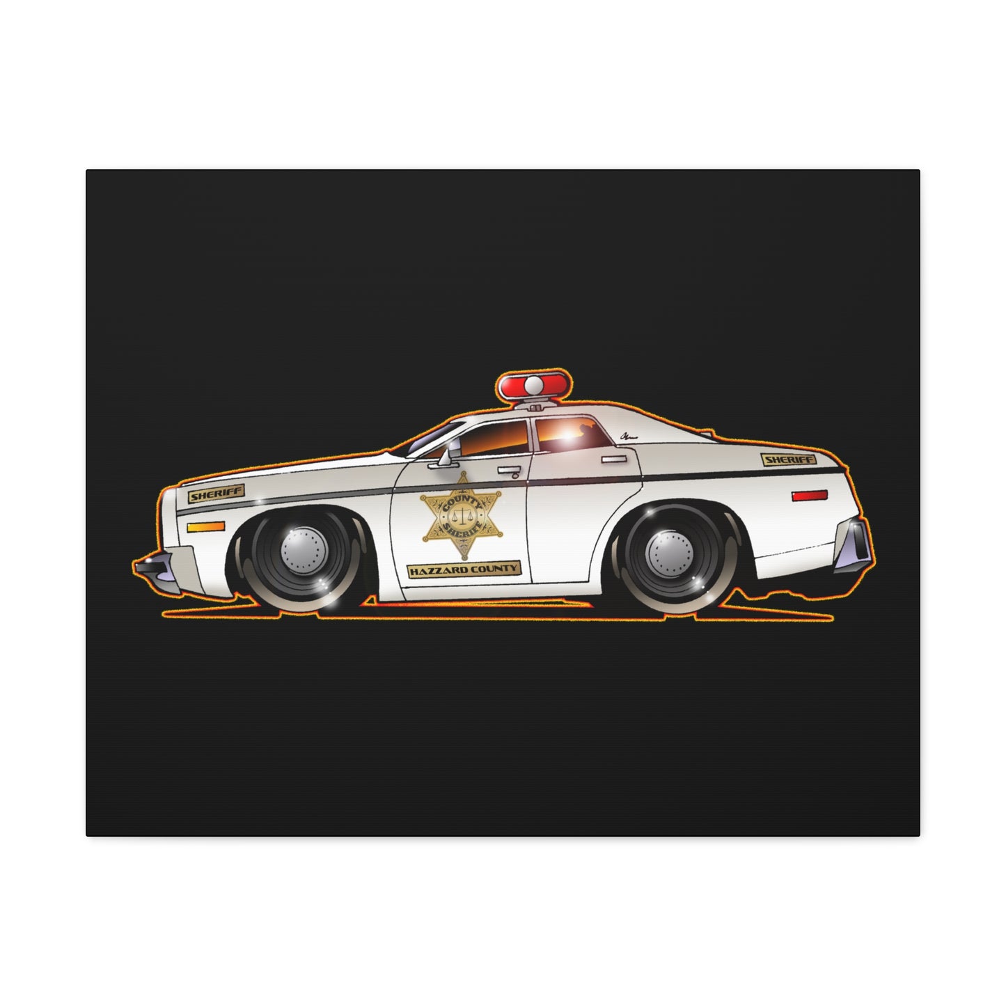 DUKES OF HAZZARD SHERIFF POLICE CAR Fireball Art Canvas Print