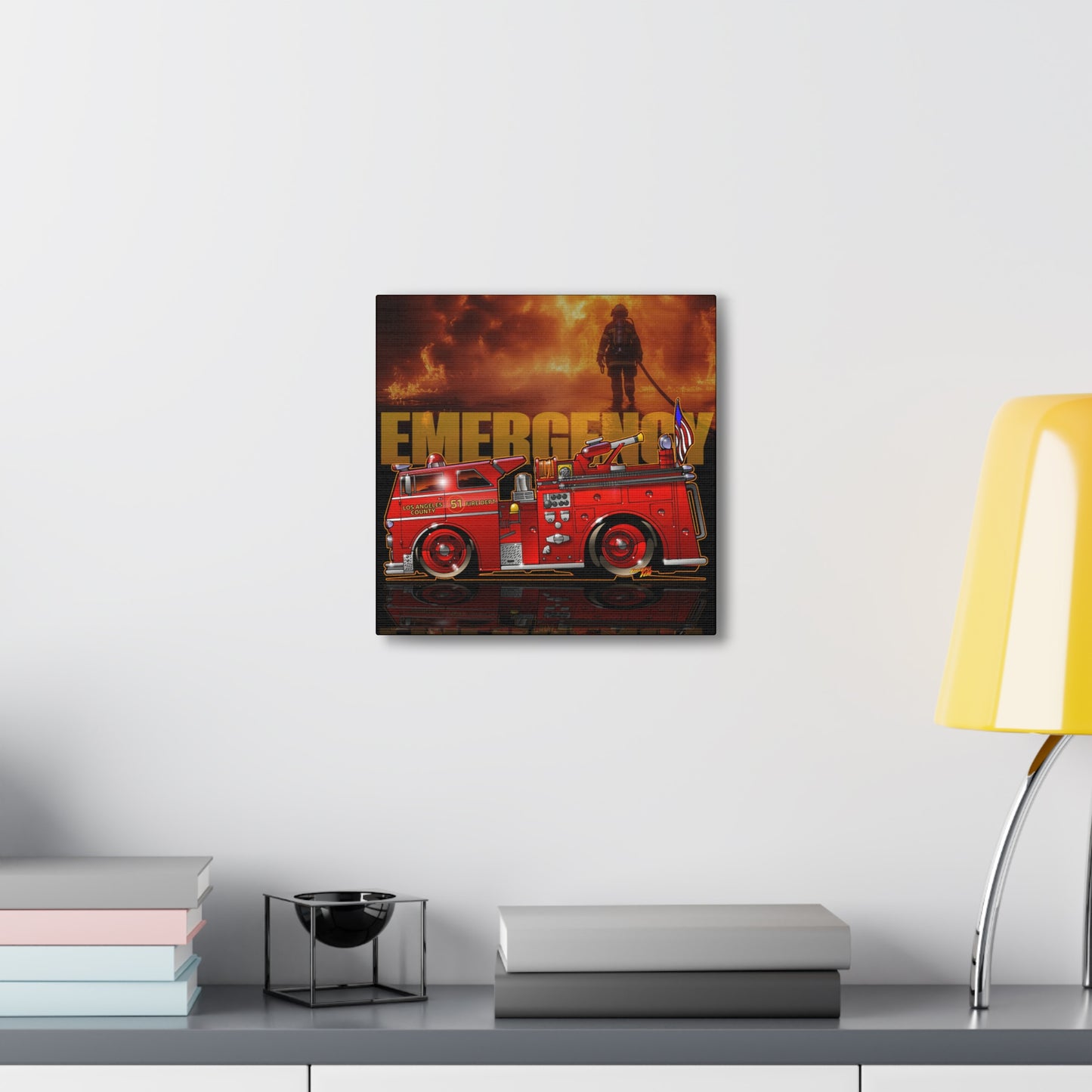 EMERGENCY ENGINE 51 MASTERPRINT Fire Engine Concept Art Canvas Print 3 Sizes