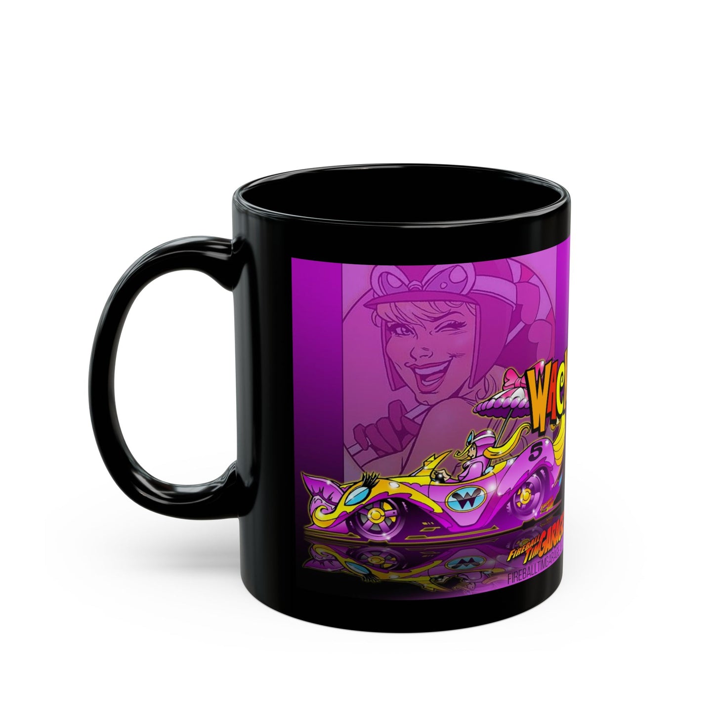 PENELOPE PITSTOP Wacky Races Cartoon Concept Art Black Coffee Mug 11oz