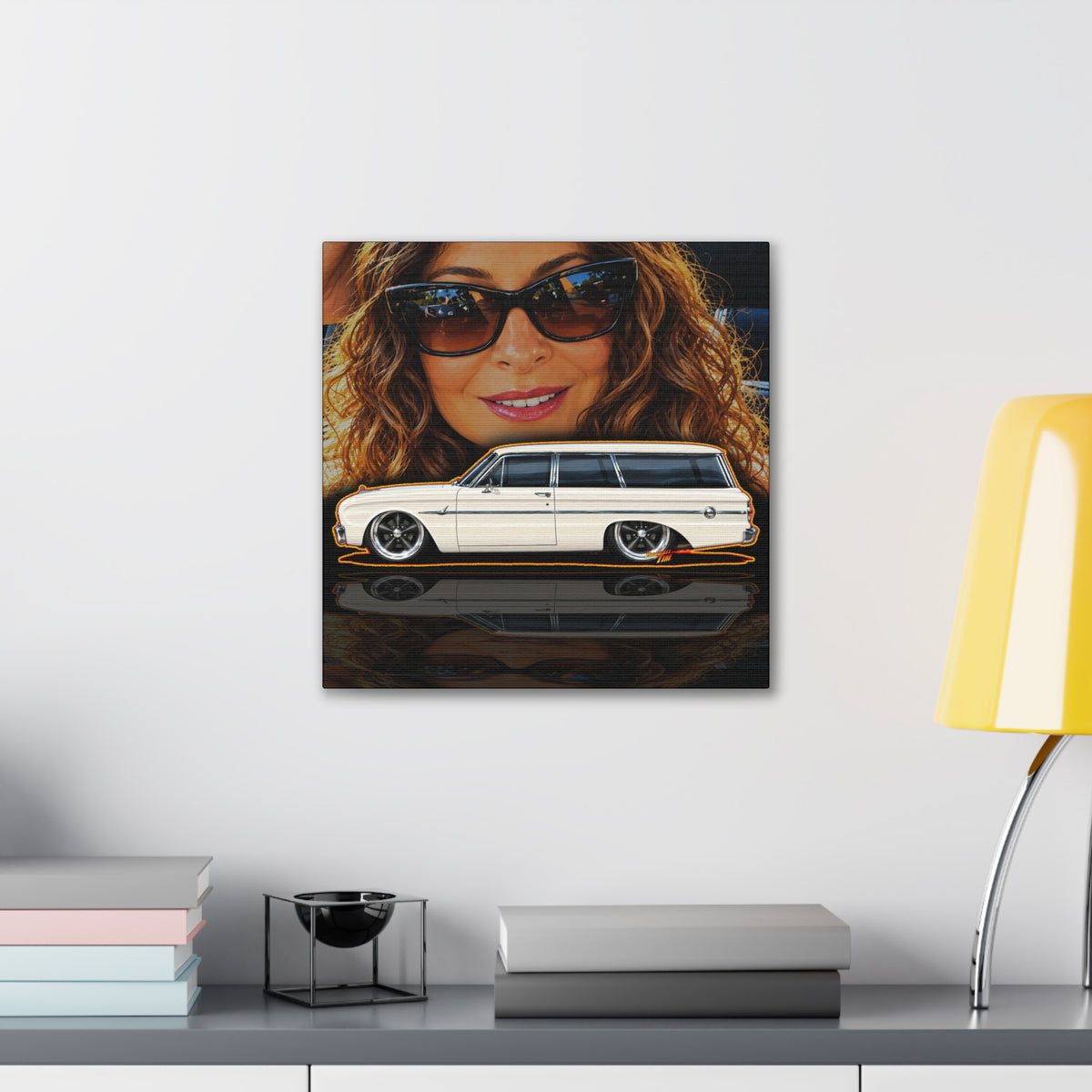 FORD FALCON WAGON Collectible Fireball Art Canvas Stretched Print