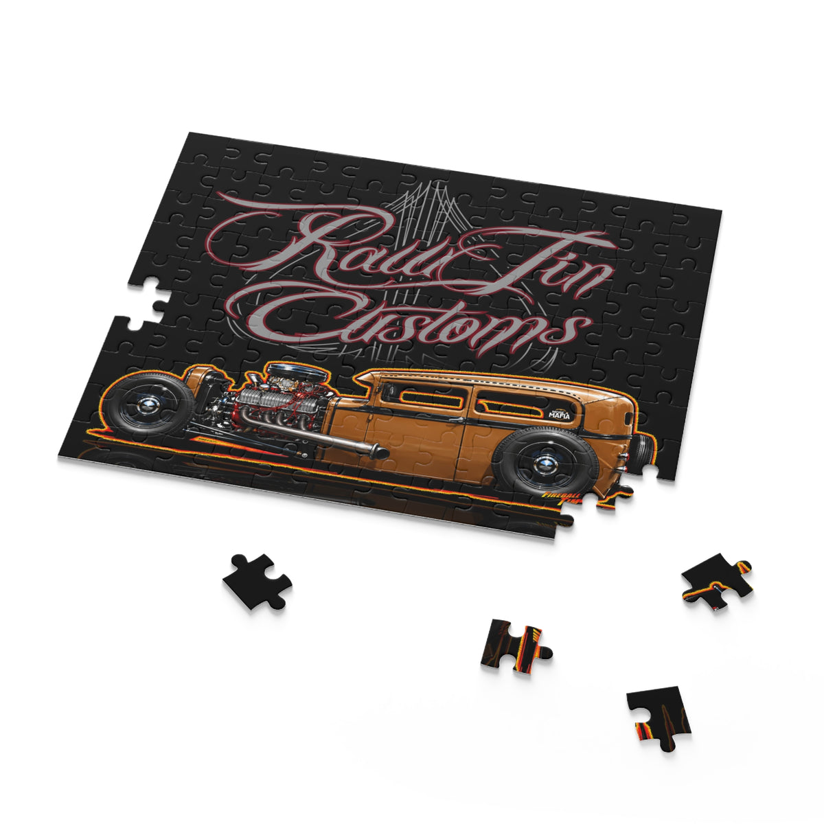 RAWTIN CUSTOMS Hot Rod Jigsaw Puzzle — Retro Hot Rods (120/252/500‑Piece)