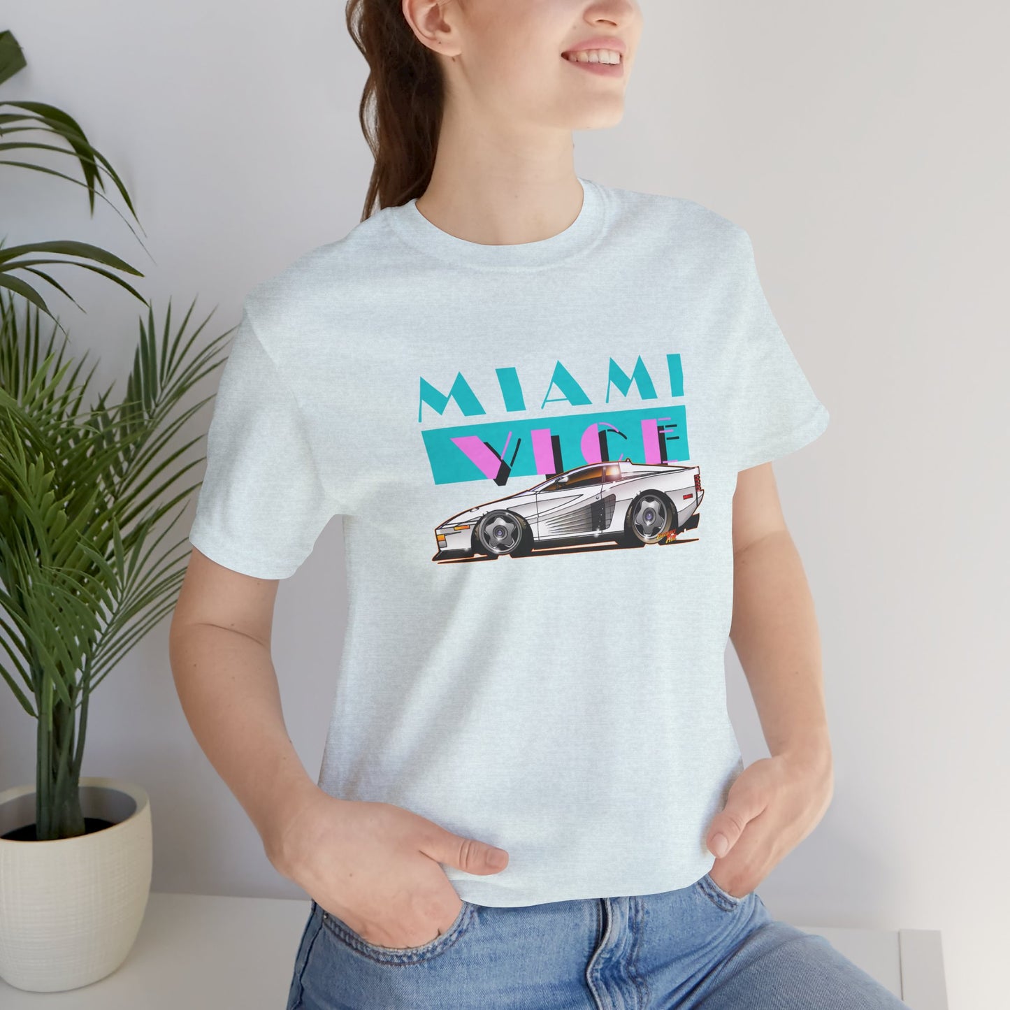 MIAMI VICE FERRARI TESTAROSSA TV Show Short Sleeve Tee 12 Colors