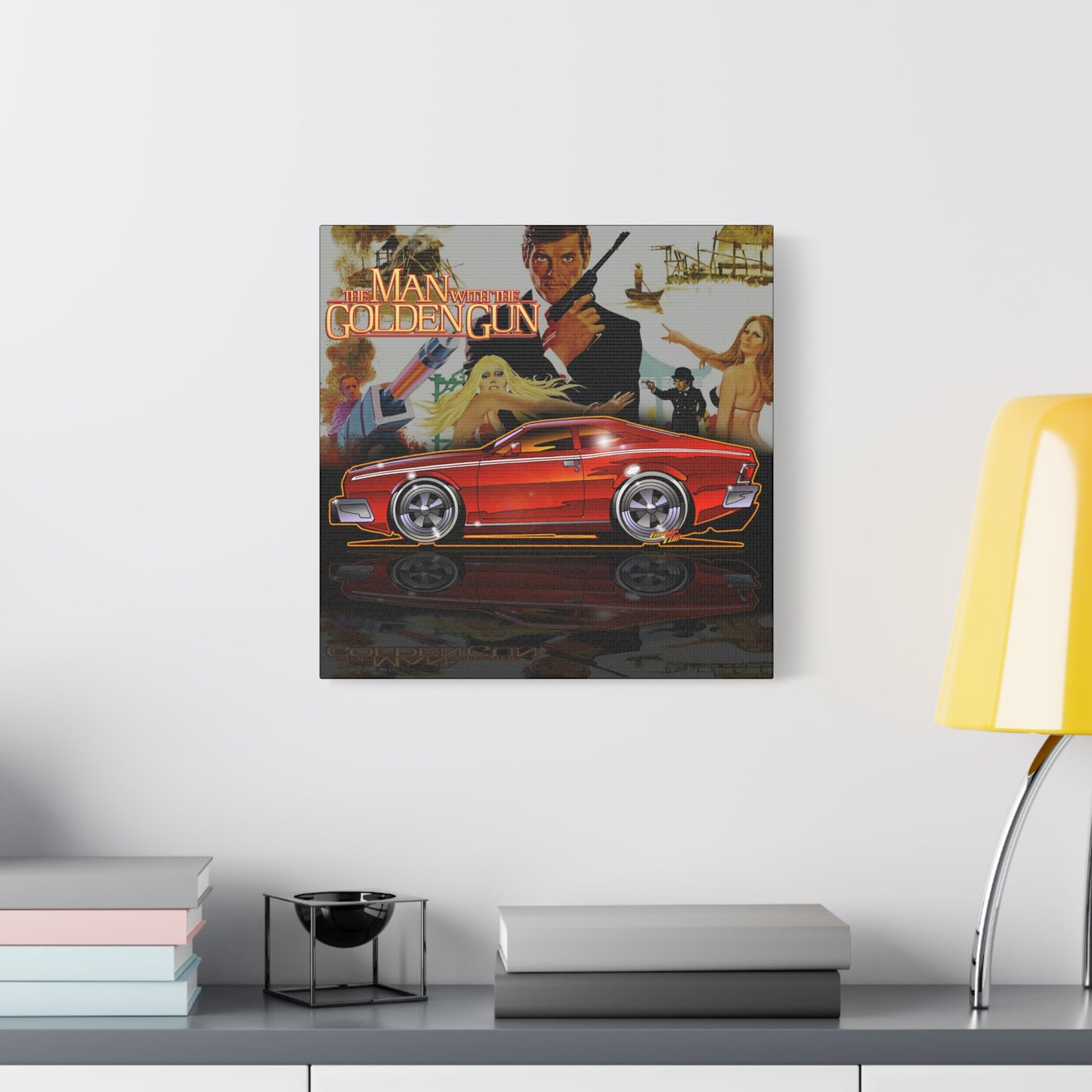 MAN WITH THE GOLDEN GUN AMC Hornet James Bond Fireball Art Canvas Print