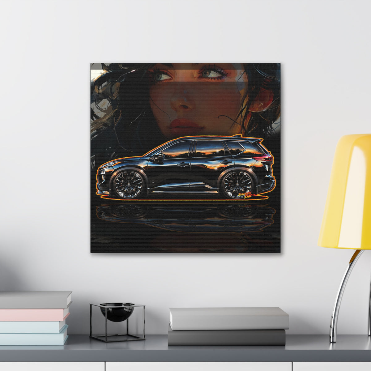 NISSAN ROGUE 2026 Black Armor Edition Collectible Fireball Art Canvas Stretched Print