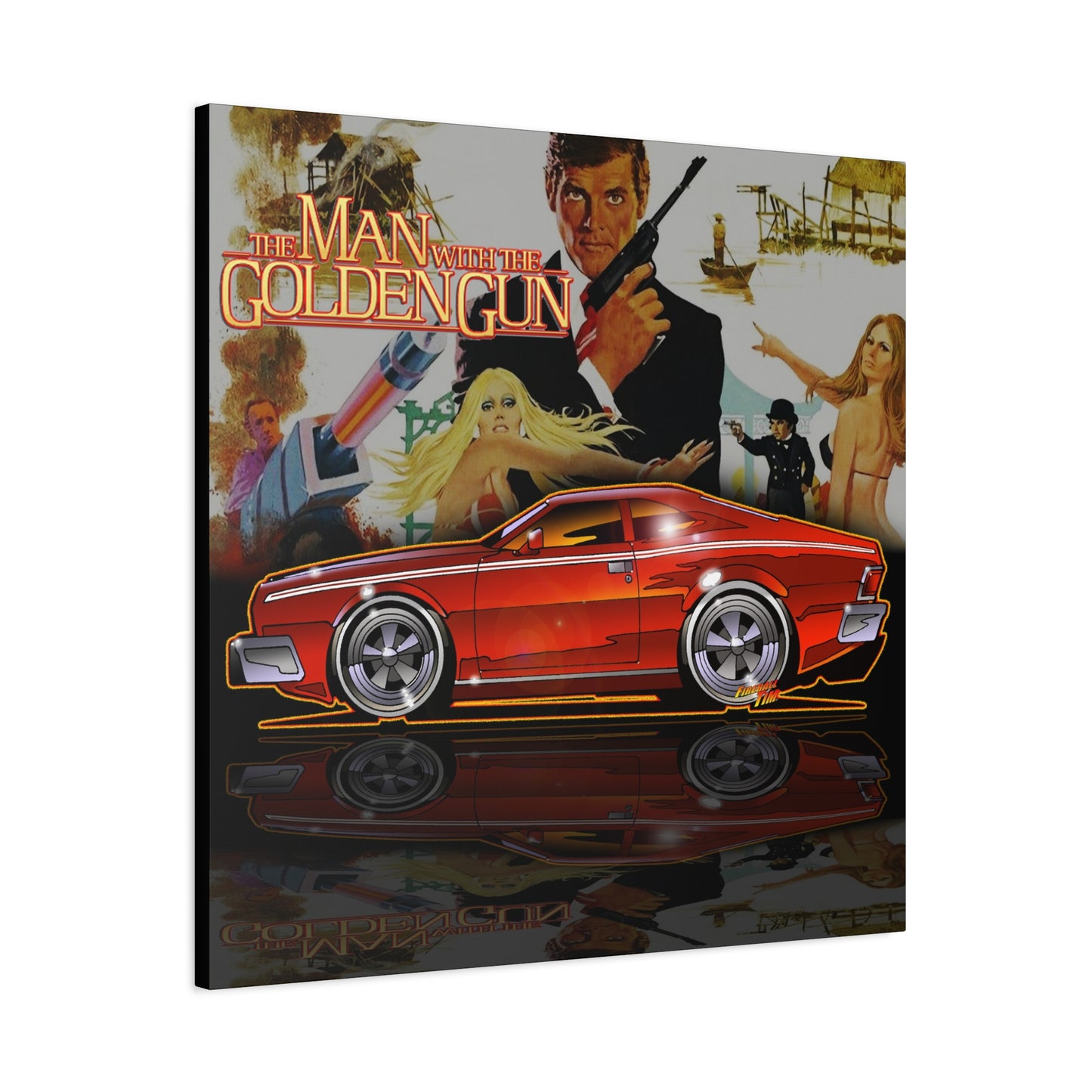 MAN WITH THE GOLDEN GUN AMC Hornet James Bond Fireball Art Canvas Print