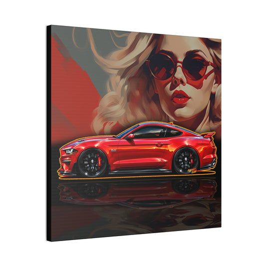 FORD MUSTANG 2019 GT 5.0 Collectible Fireball Art Canvas Stretched Print