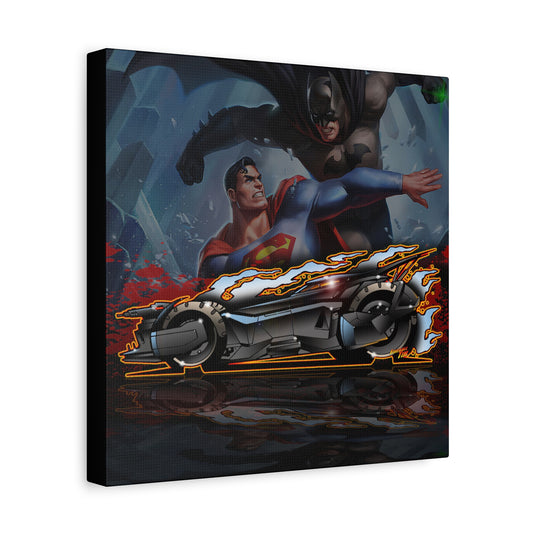 BATMAN VS SUPERMAN BATMOBILE Canvas Art Wall Print - 12x12