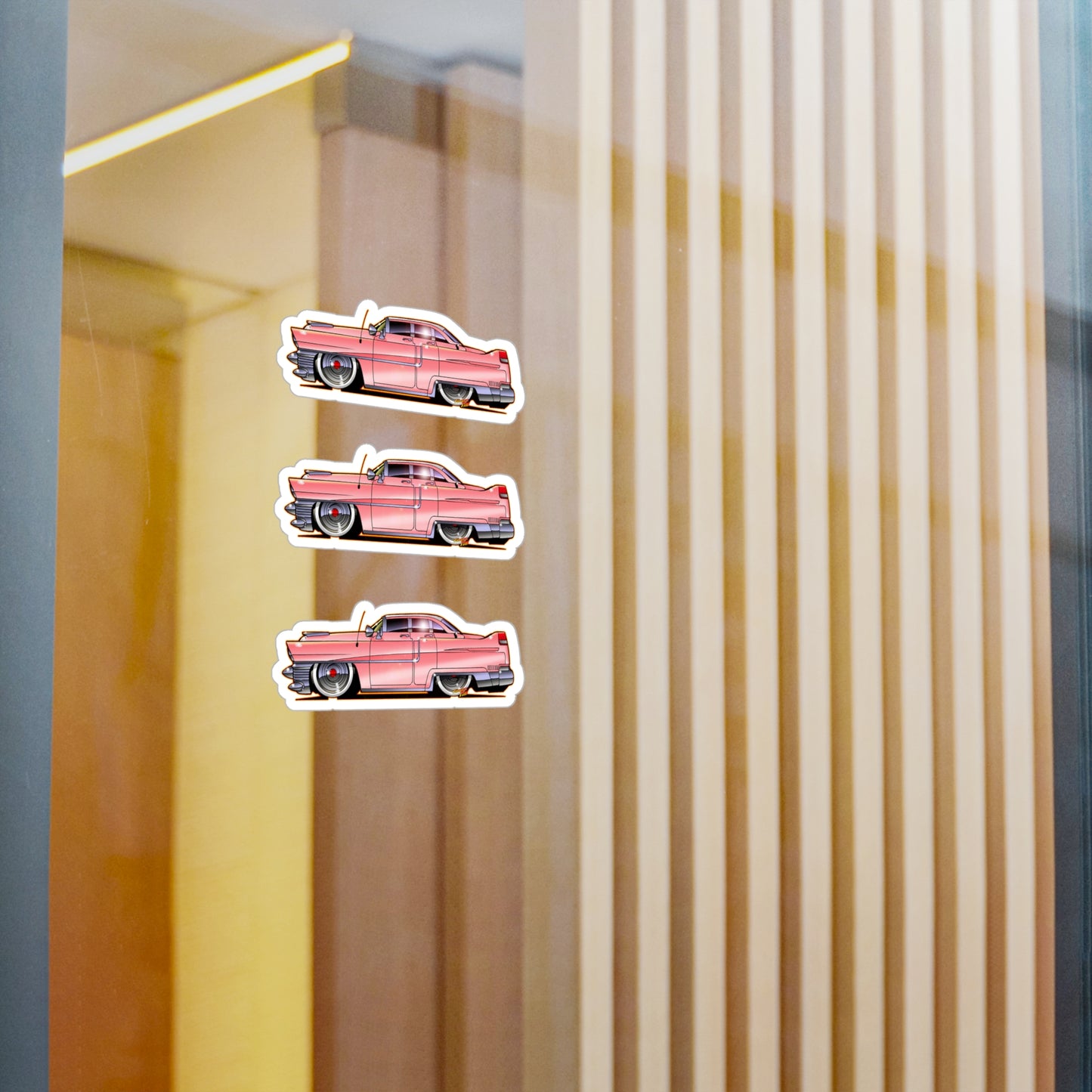 ELVIS THE KING PINK 1955 CADILLAC Fireball Art Vinyl Decal Set