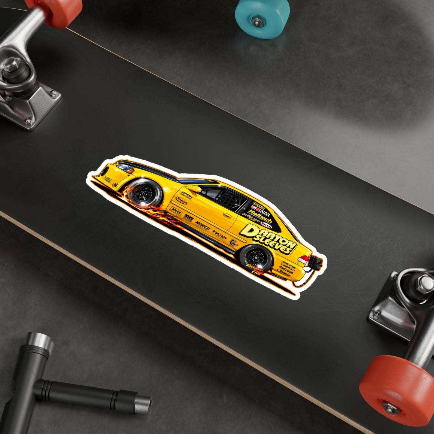 DARTON SLEEVES HONDA Drag Car Collectible Fireball Art Stickers - 4 Sizes