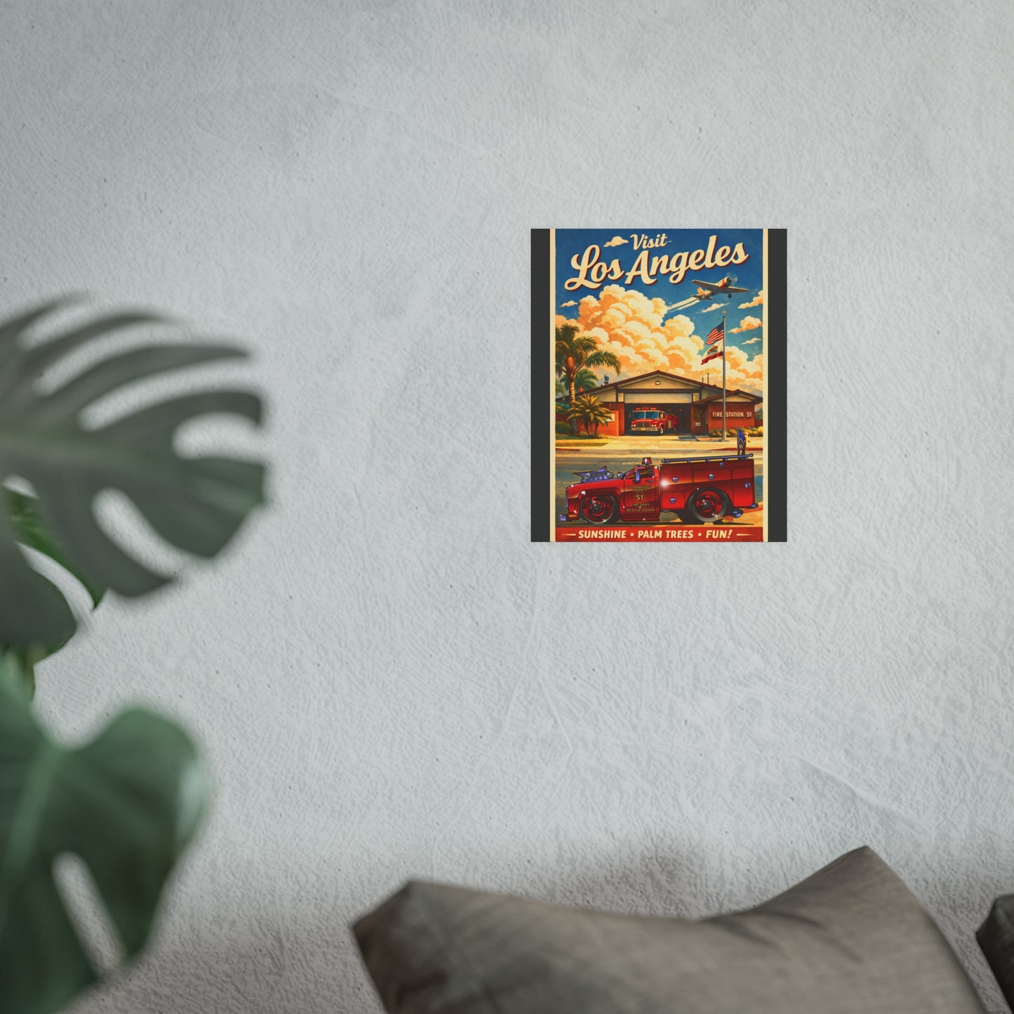 VISIT LOS ANGELES Emergency Station 51 Satin/Matte Fireball Art Poster