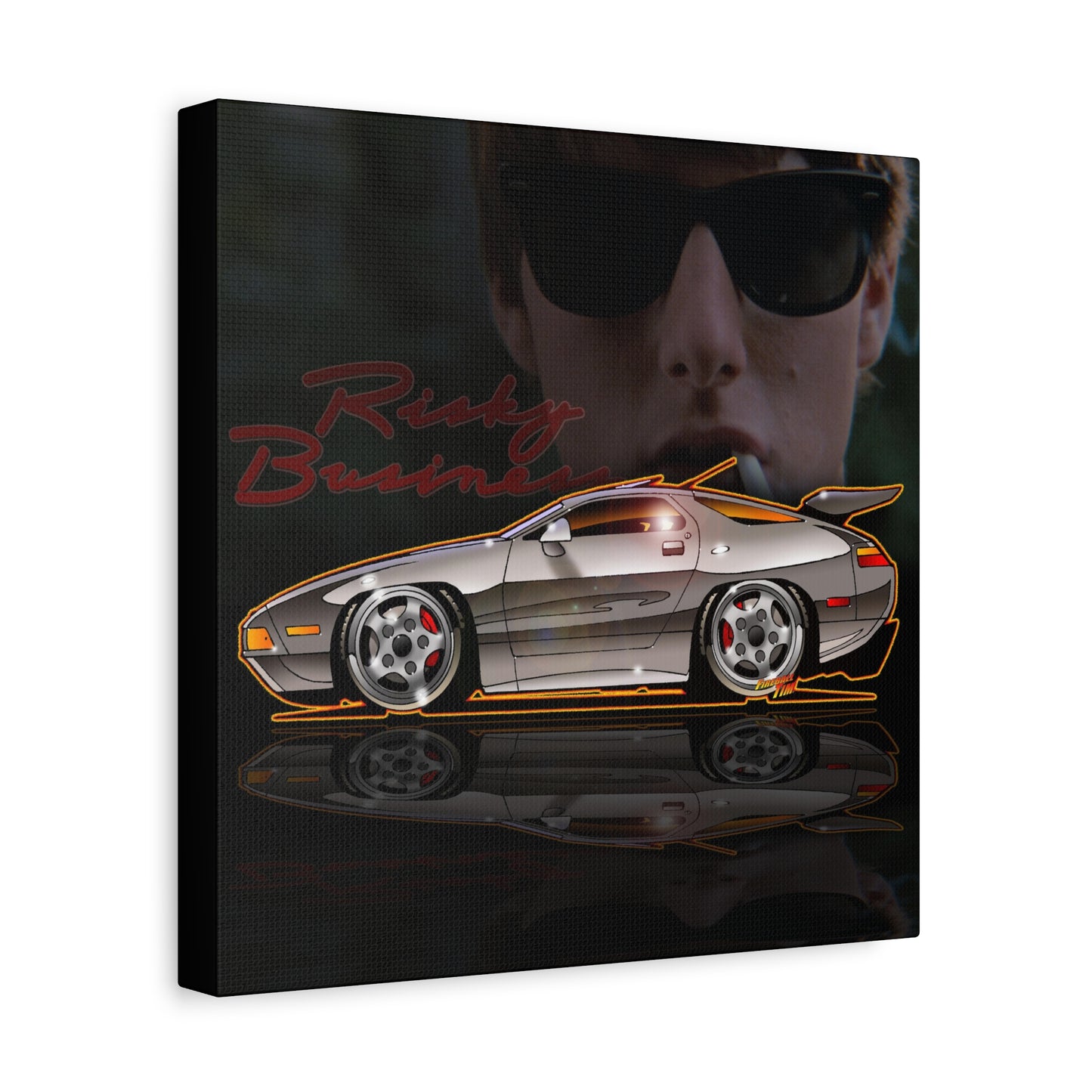 RISKY BUSINESS Porsche 928 Fireball Art Canvas Print - Sizes
