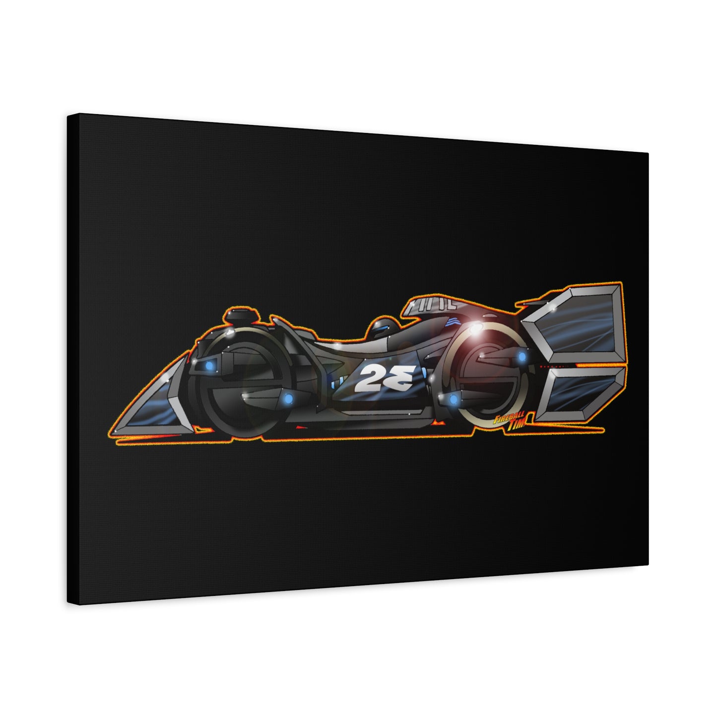 SPEED RACER GRAY GHOST Race Car Fireball Art Canvas Print