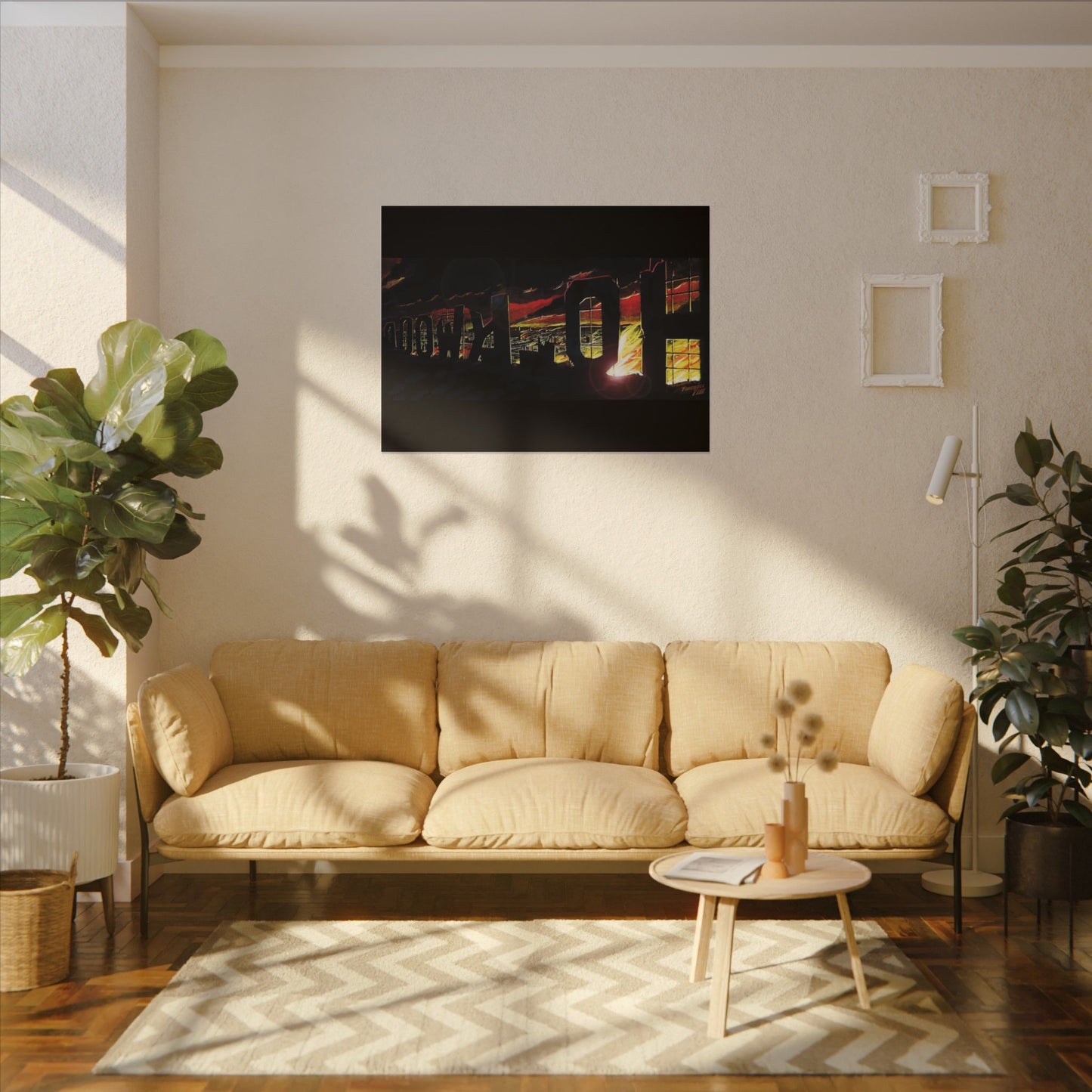 ESCAPE FROM LA Hollywood Sigh Fireball Concept Art Canvas Print