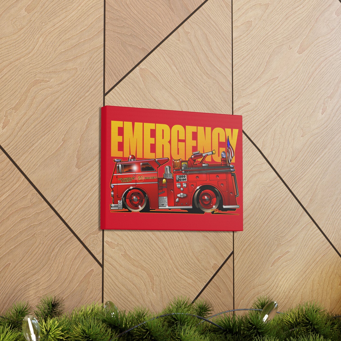 EMERGENCY! TV Show ENGINE 51 Fire Truck Concept Art Canvas Print 11x14