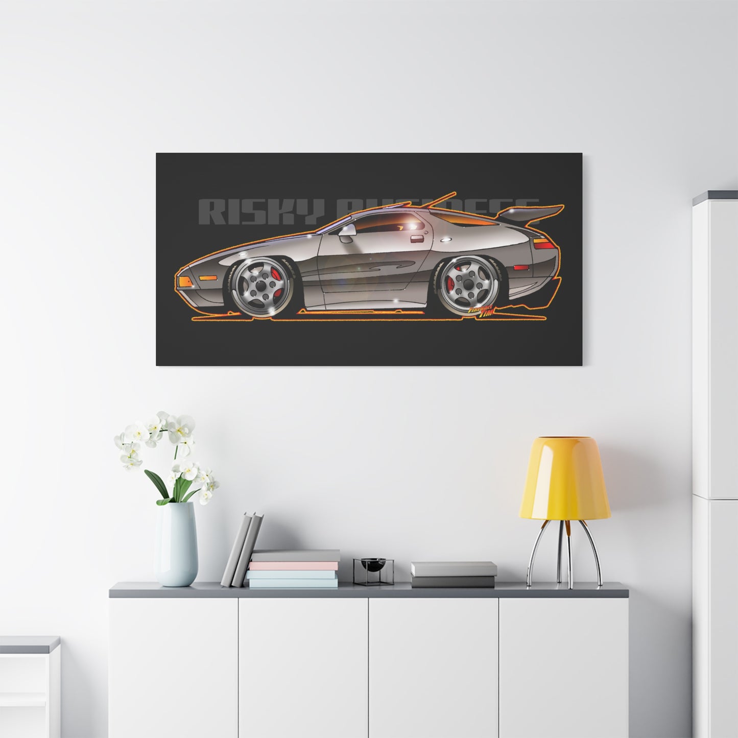 RISKY BUSINESS Porsche 928 Fireball Art Canvas Print - Sizes