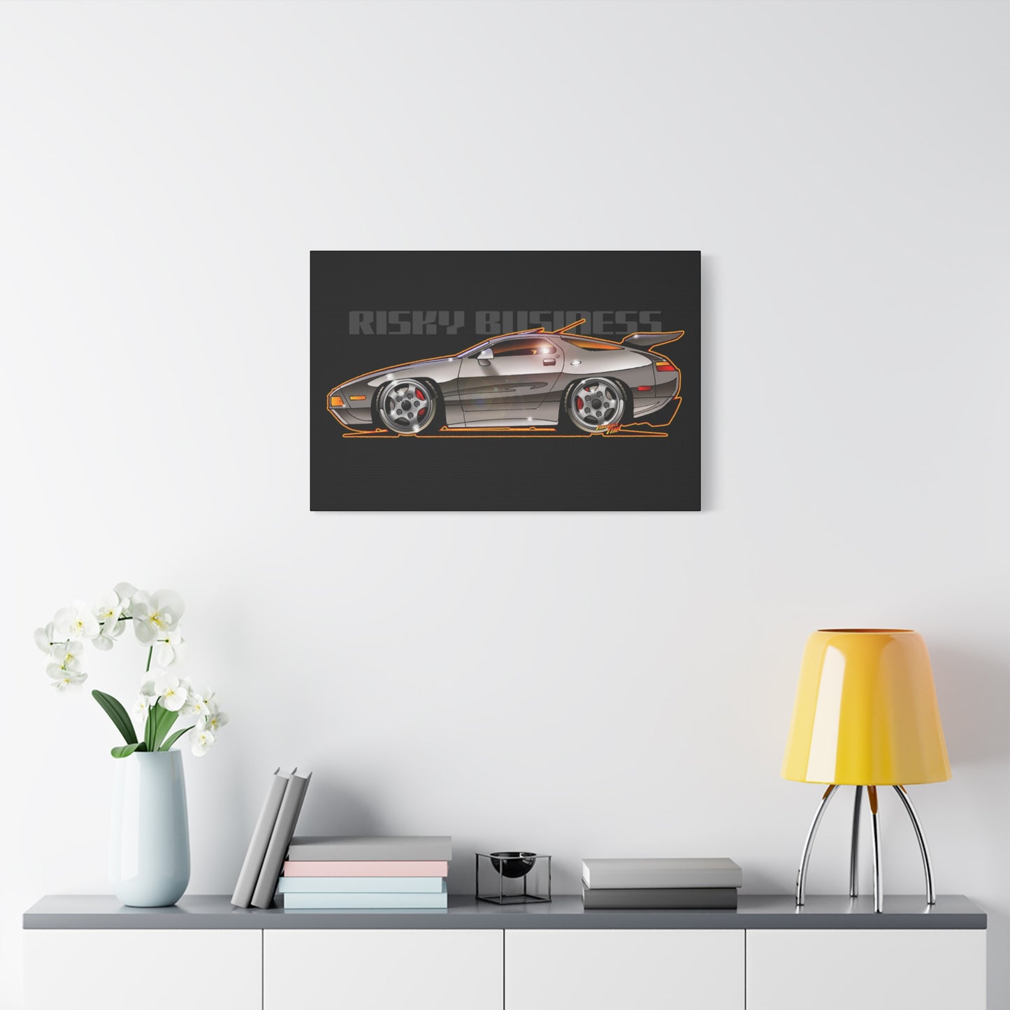 RISKY BUSINESS Porsche 928 Fireball Art Canvas Print - Sizes