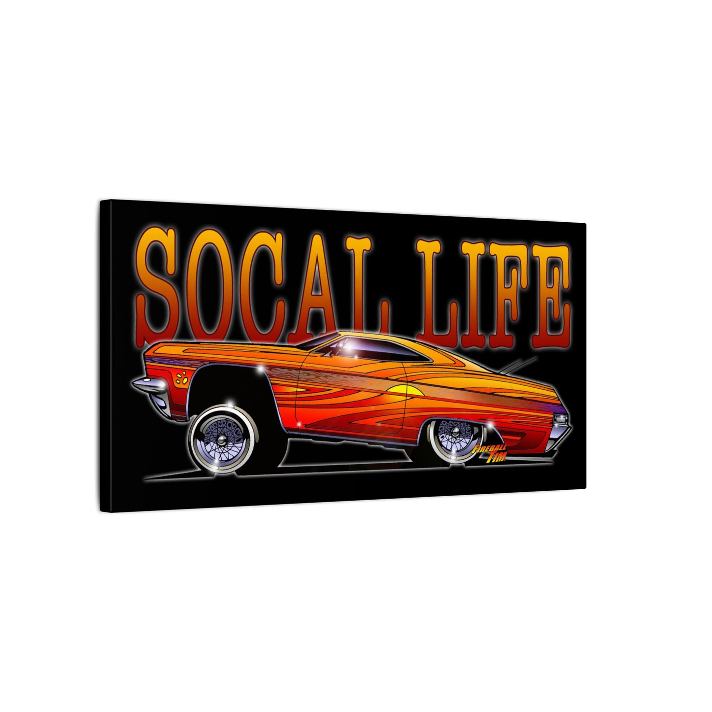 CHEVY IMPALA LOWRIDER Fireball Art Canvas Print