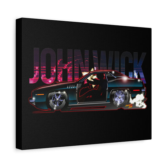 JOHN WICK 1971 PLYMOUTH BARRACUDA Keanu Reeves Canvas Art Wall Print - 11x14