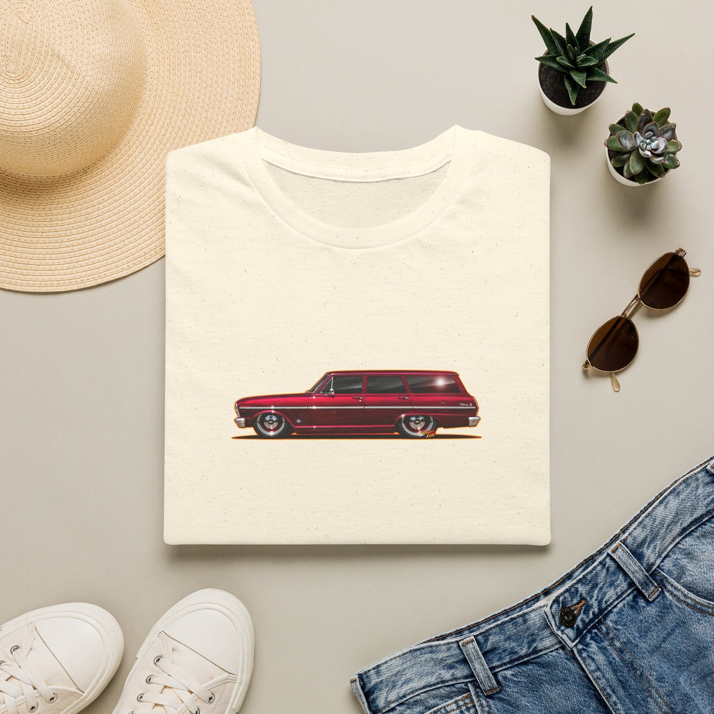 CHEVY NOVA WAGON 1965 Collectible Fireball Art Tee Shirt
