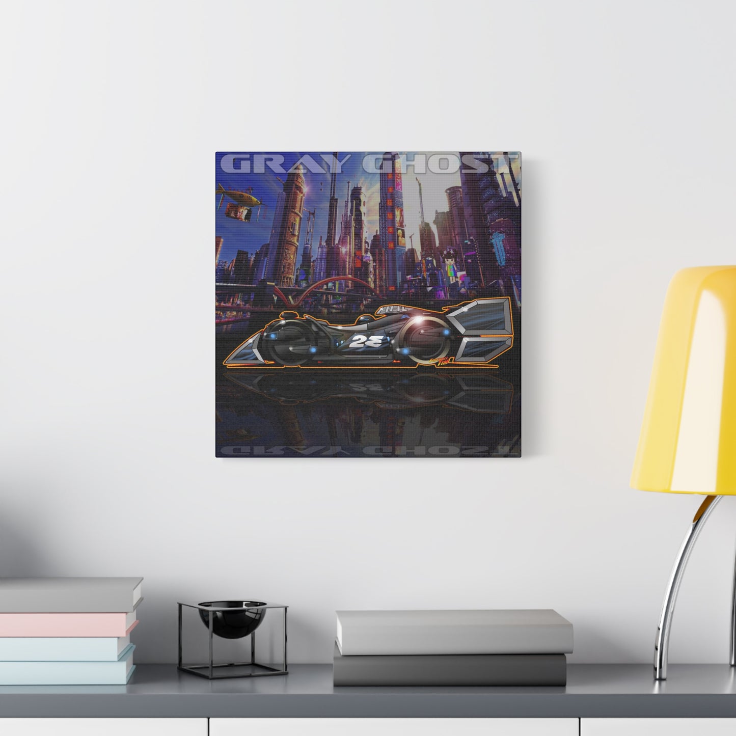 SPEED RACER GRAY GHOST Race Car Fireball Art Canvas Print