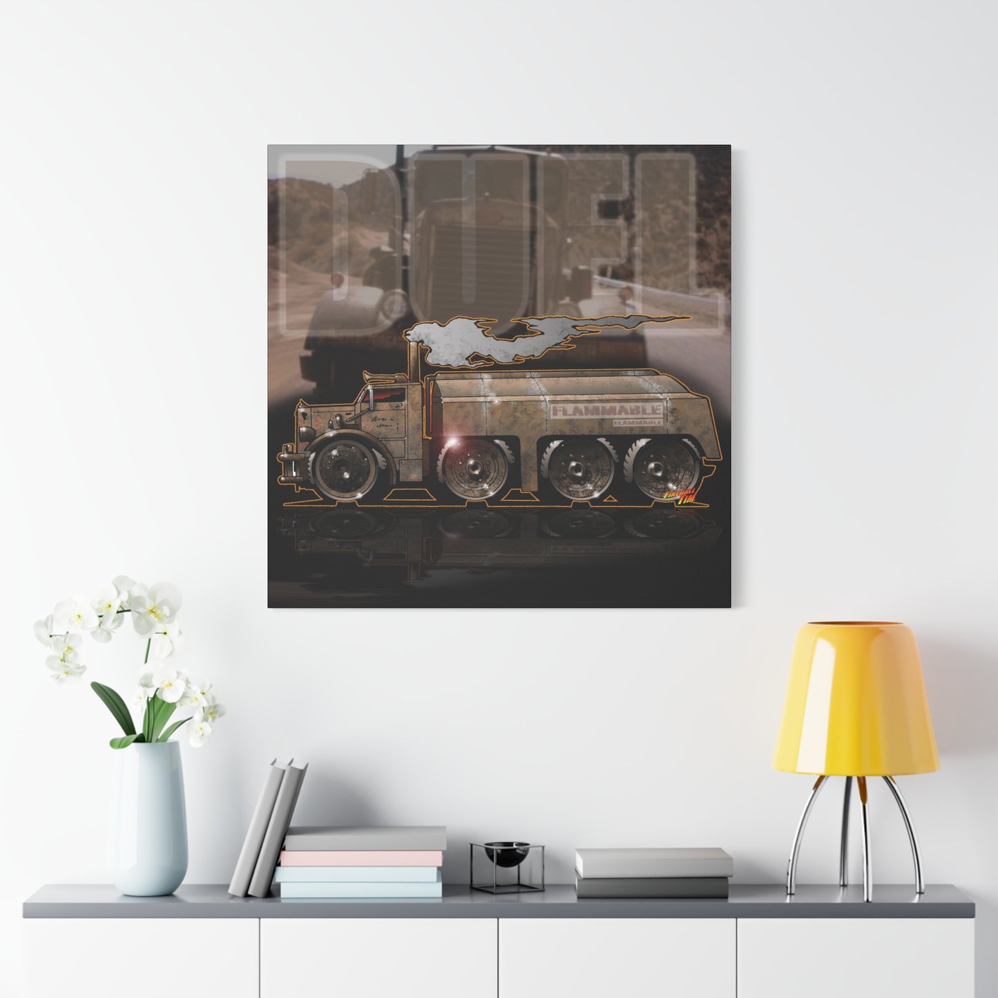 DUEL Killer Movie Truck Fireball Art Canvas Print - Sizes
