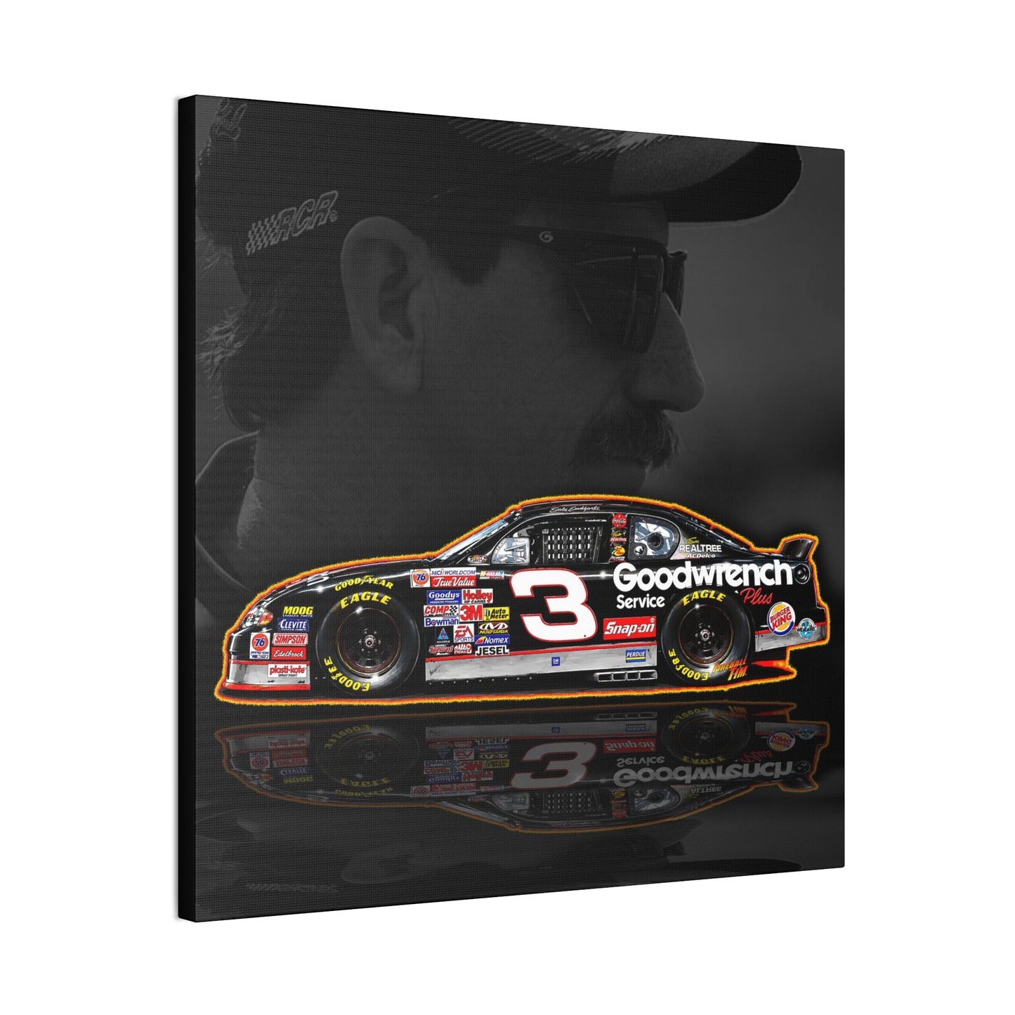 DALE EARNHARDT NASCAR Chevrolet 3 Collectible Fireball Art Canvas Stretched Print