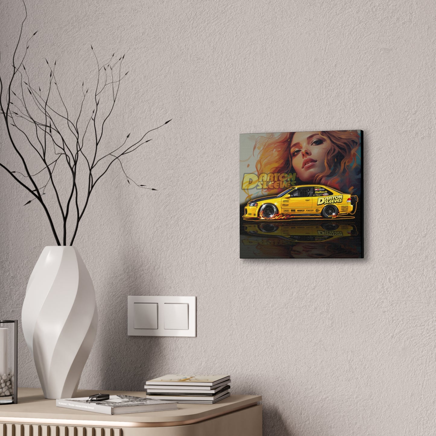 DARTON SLEEVES HONDA Drag Car Collectible Fireball Art Canvas Stretched Print