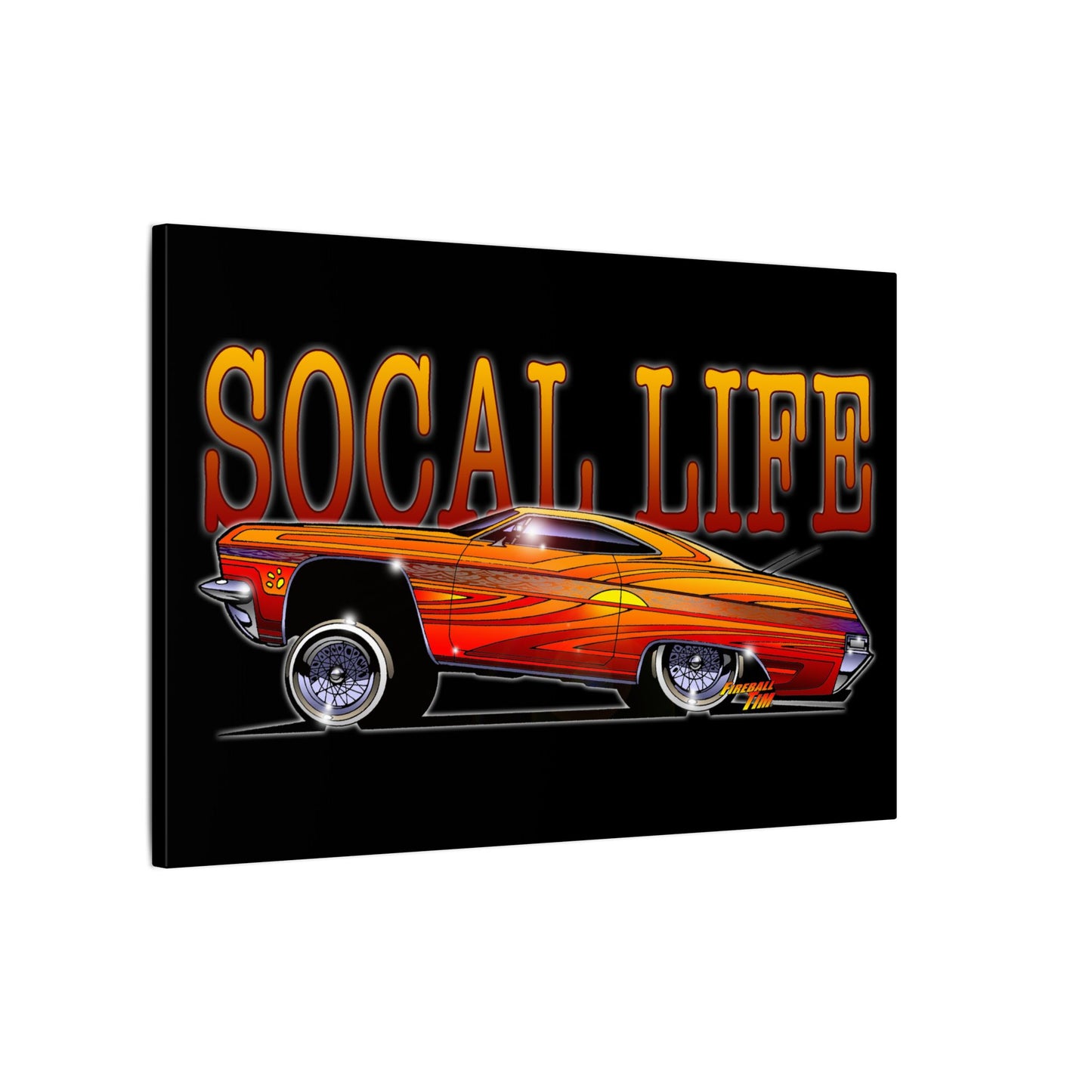 CHEVY IMPALA LOWRIDER Fireball Art Canvas Print