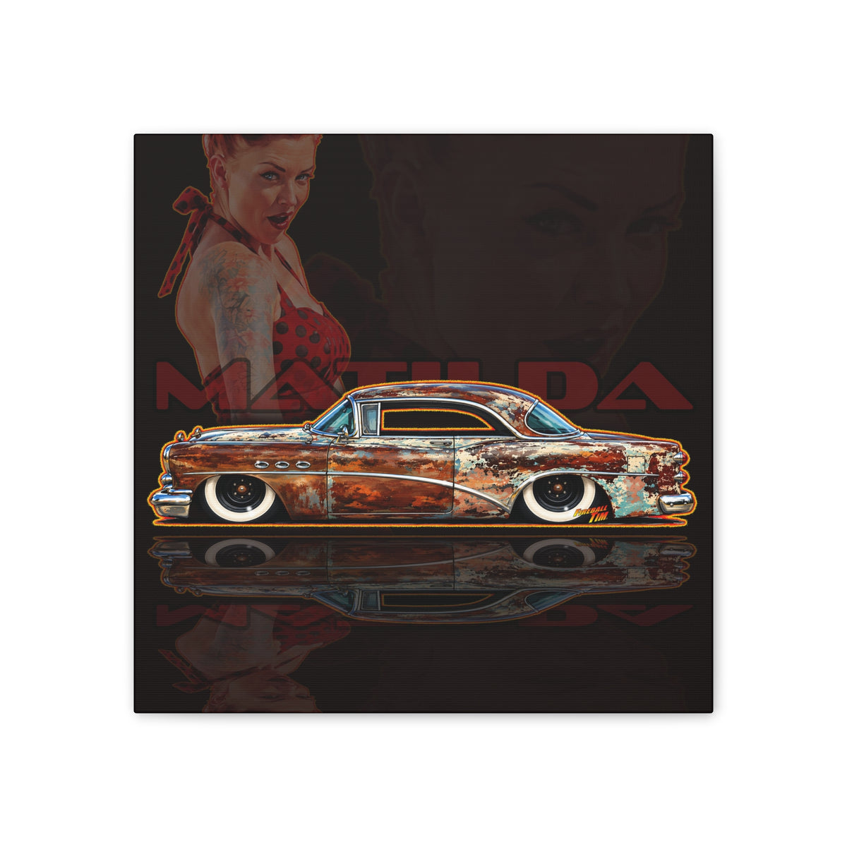 BUICK 1954 KUSTOM SPECIAL Collectible Fireball Art Canvas Stretched Print