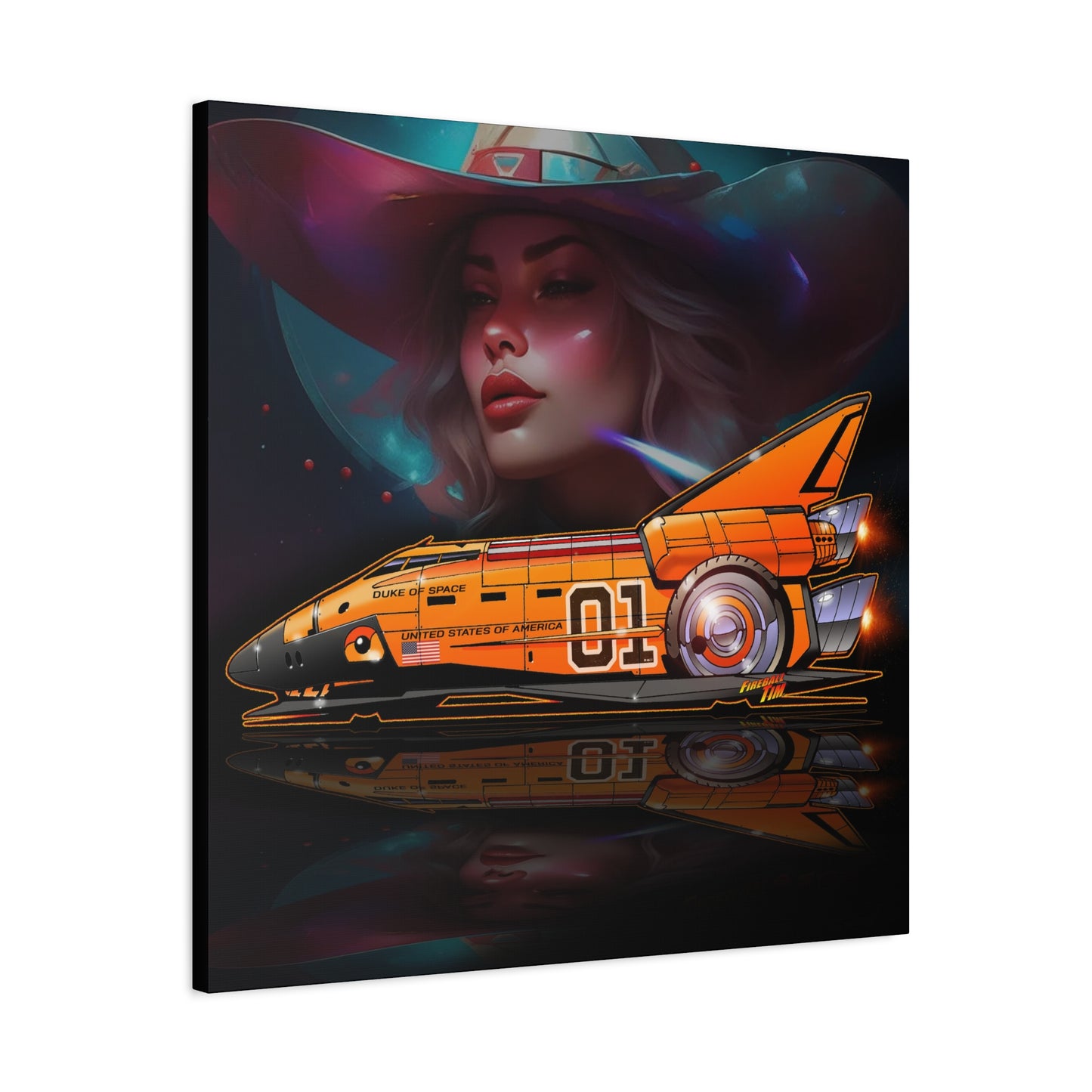 DUKE OF SPACE Dukes of Hazzard Space Shuttle Canvas Art Wall Print