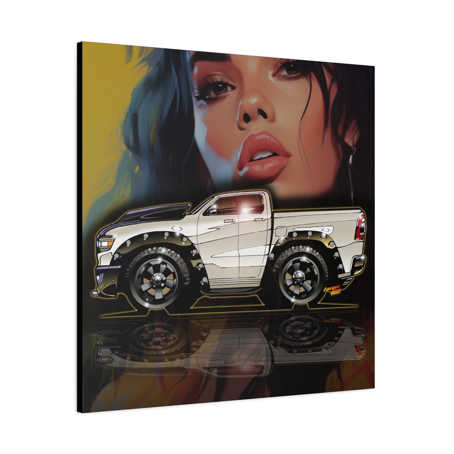RAM REBEL 1500 Truck Collectible Coffee Fireball Art Canvas Print