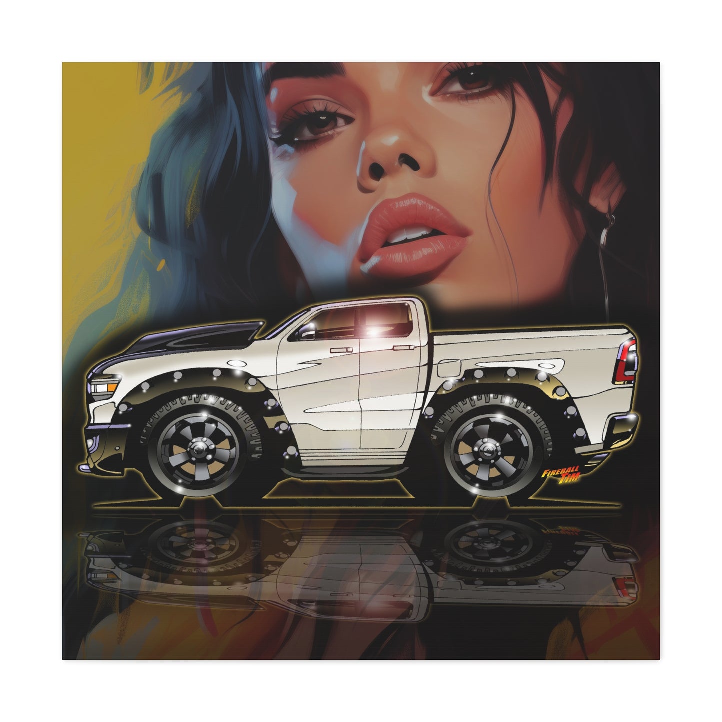 RAM REBEL 1500 Truck Collectible Coffee Fireball Art Canvas Print