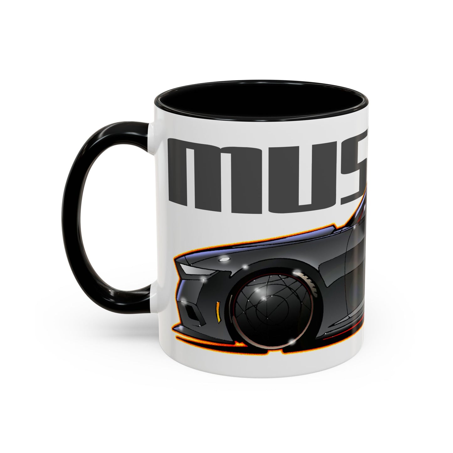 FORD MUSTANG 2025 Gun Metal Silver Fireball Art Coffee Mug
